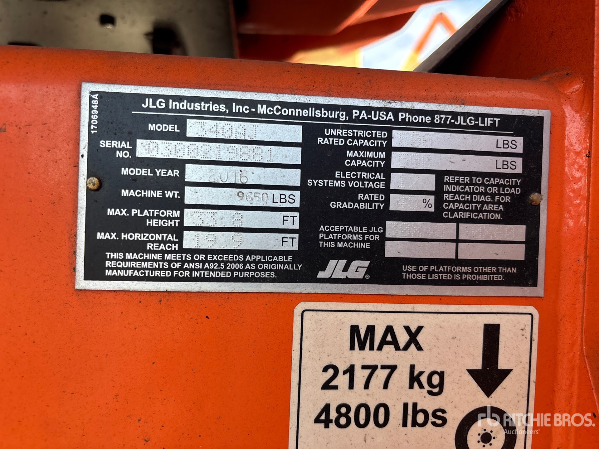 2016 JLG 340AJ