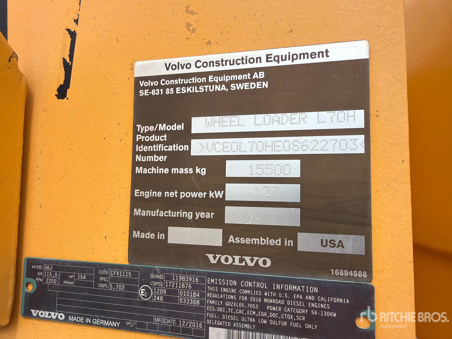 2016 Volvo L70H