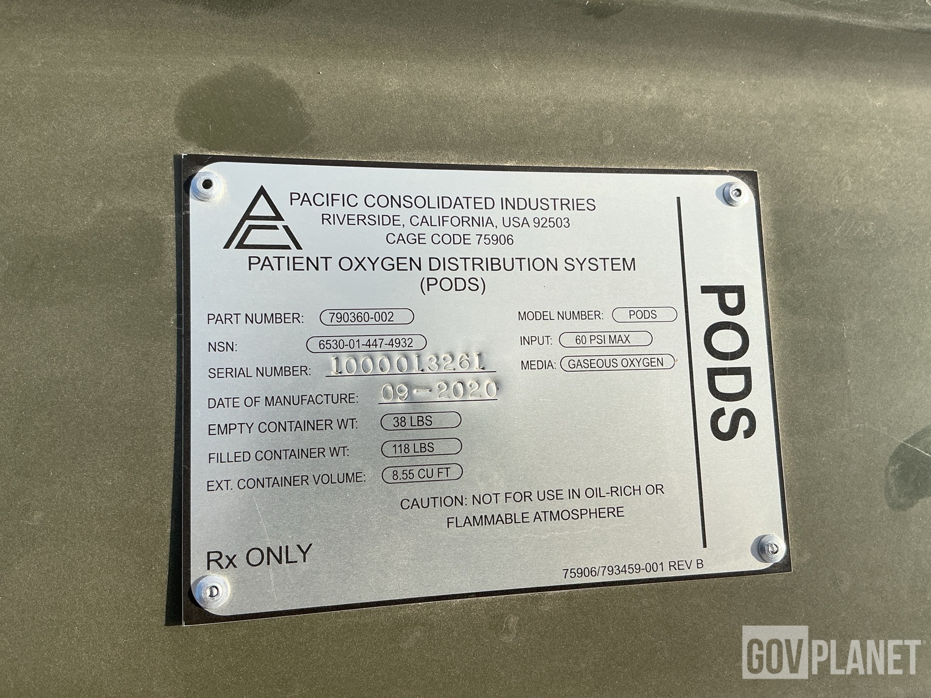 General Appearance with Serial Number / VIN