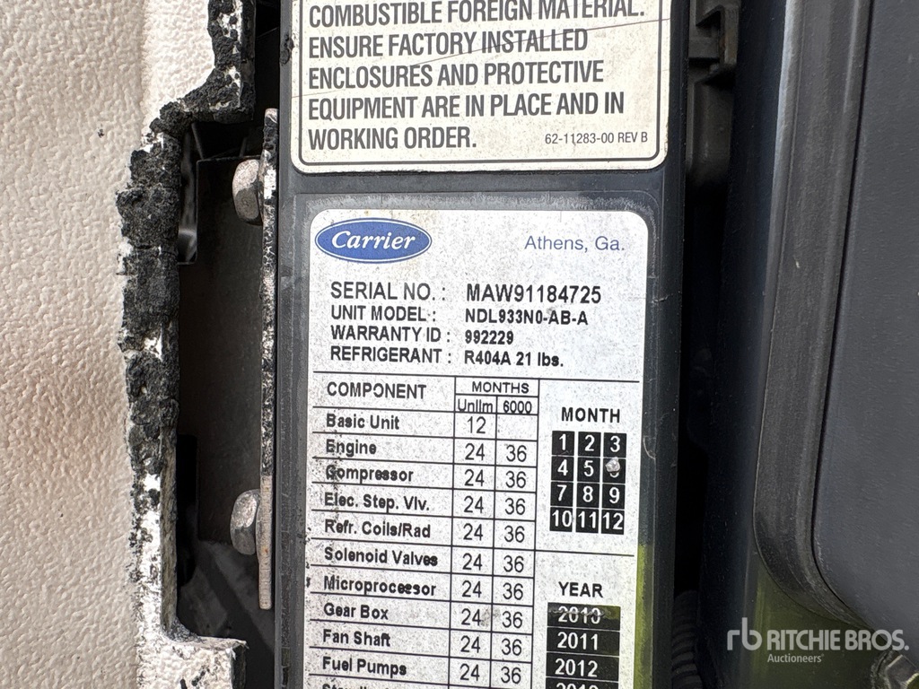 General Appearance with Refrigeration Unit Serial Number