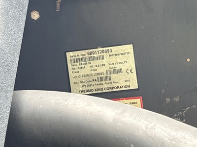 General Appearance with Refrigeration Unit Serial Number