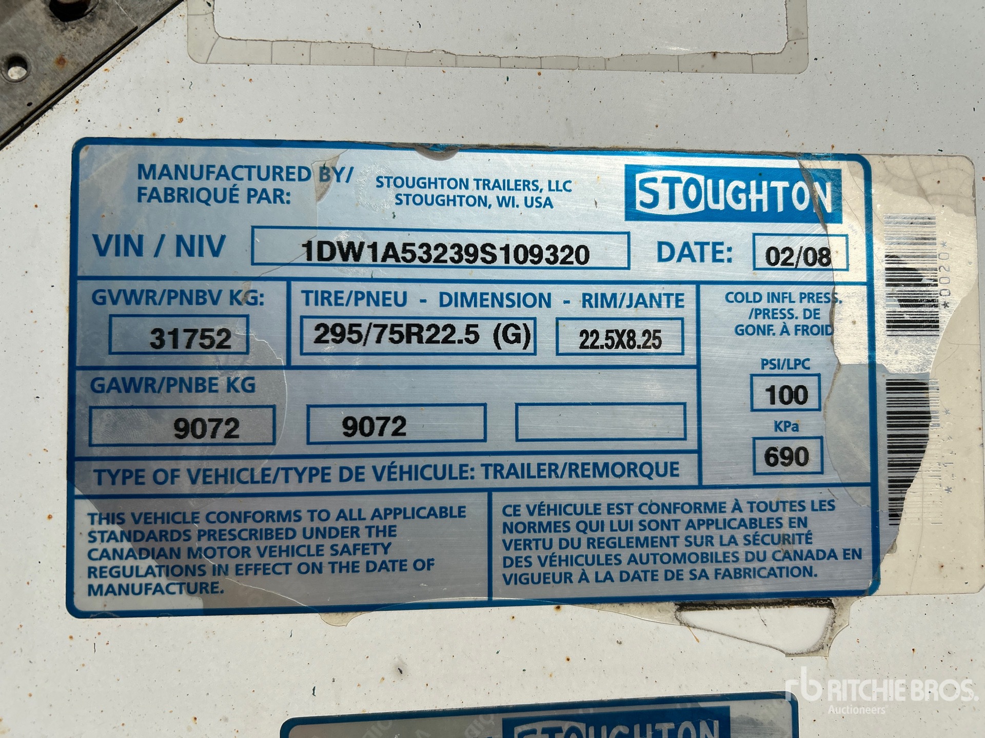 2009 Stoughton 53 FT X 102 IN T/A