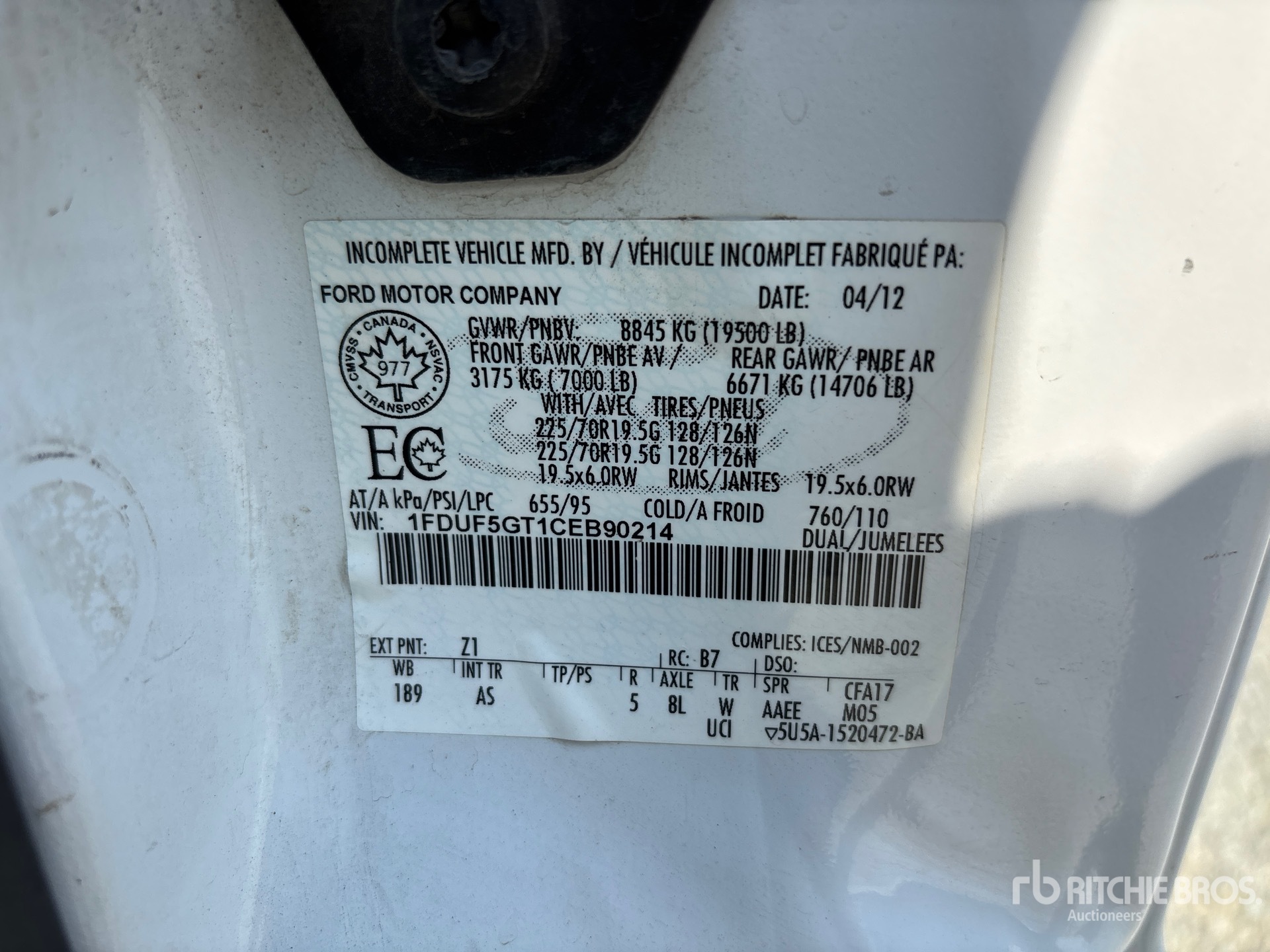 General Appearance with Serial Number / VIN