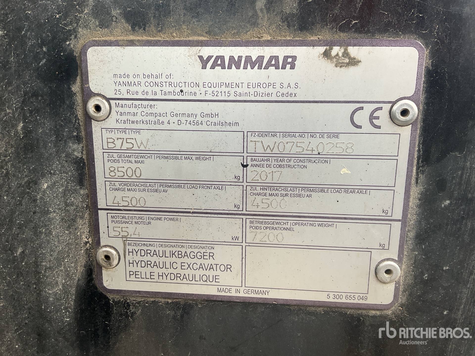 2017 Yanmar B75W