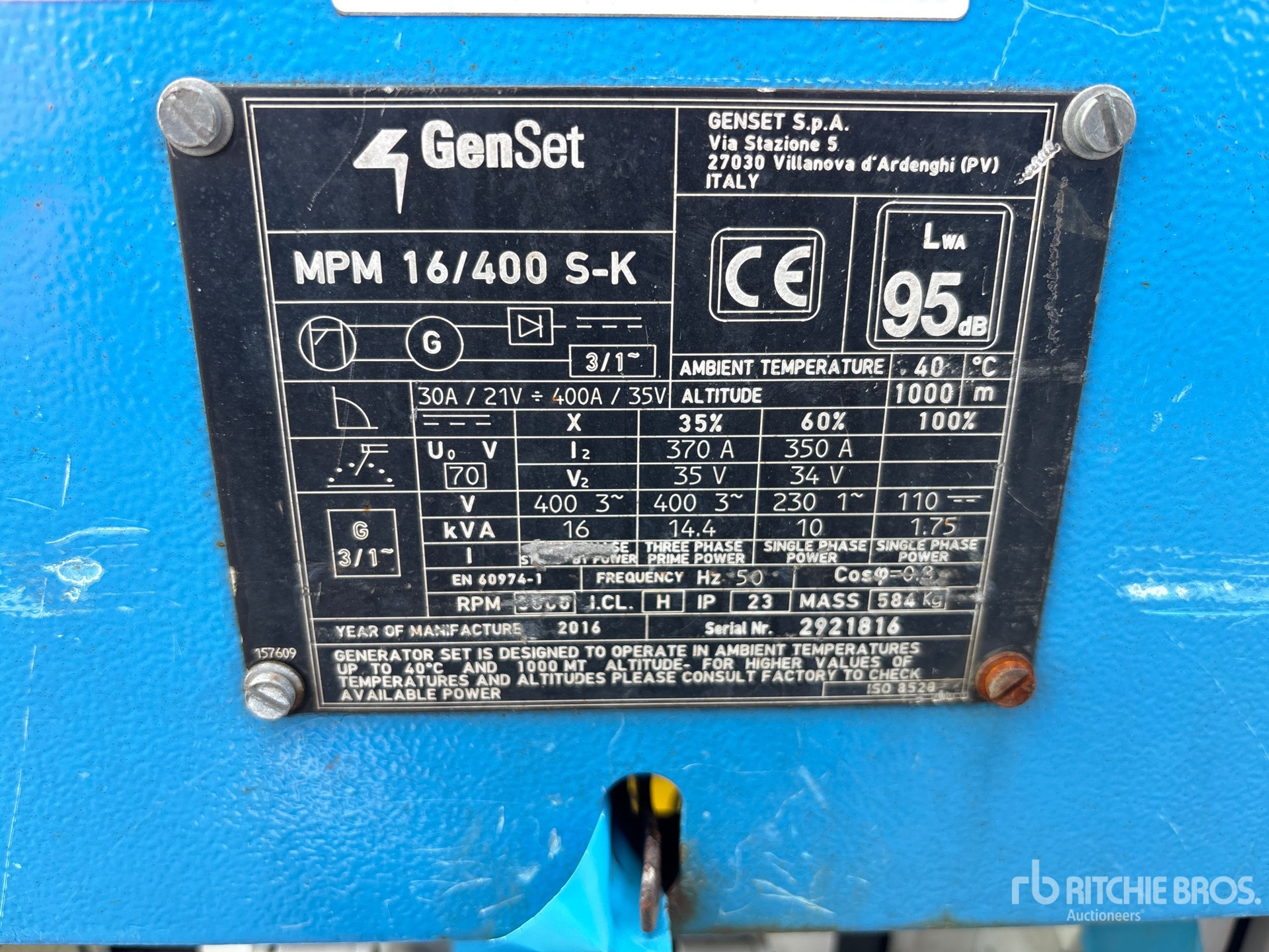 2016 Genset MPM16/400SK3L