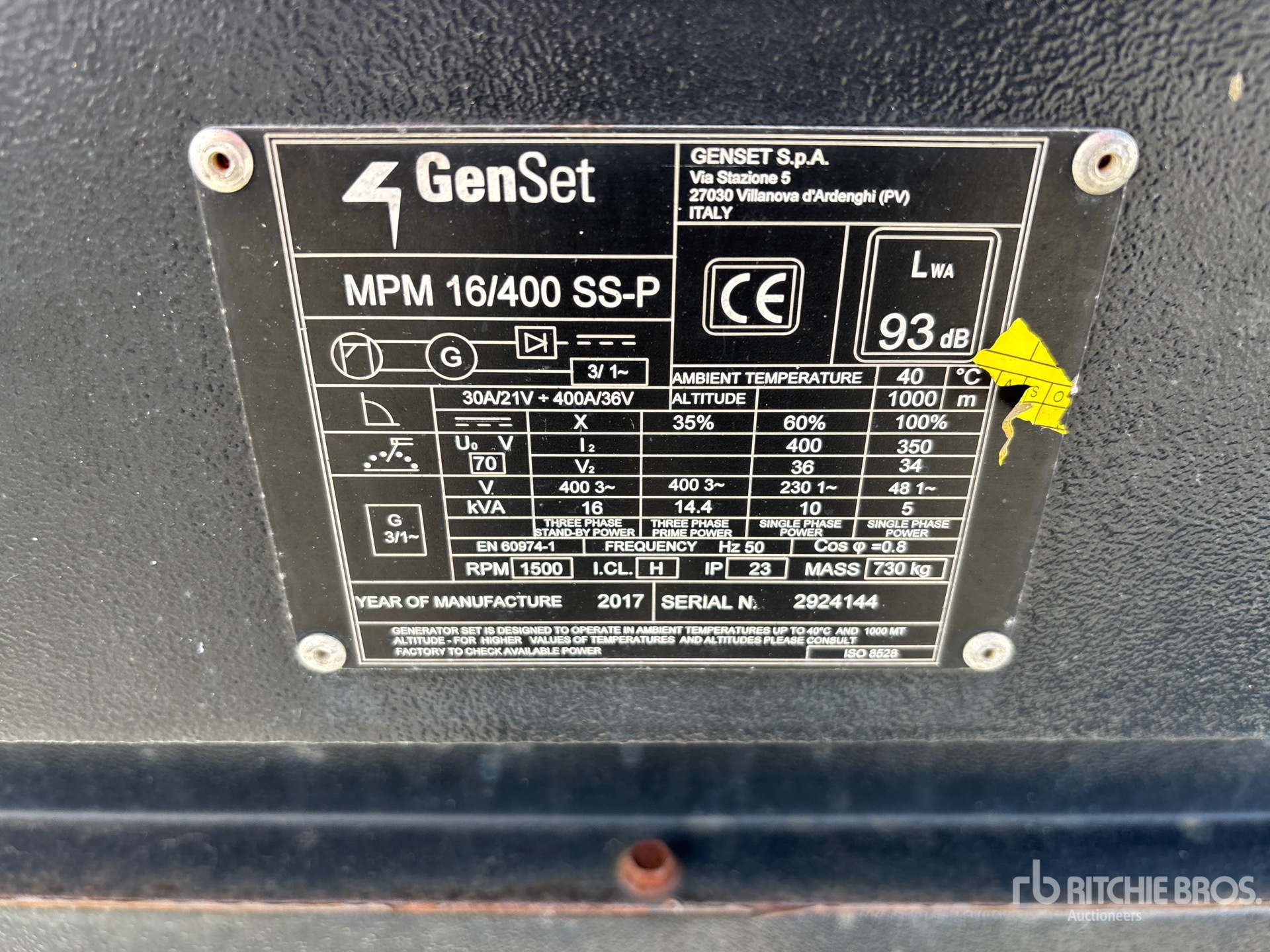 2017 Genset MPM16/400SS-P