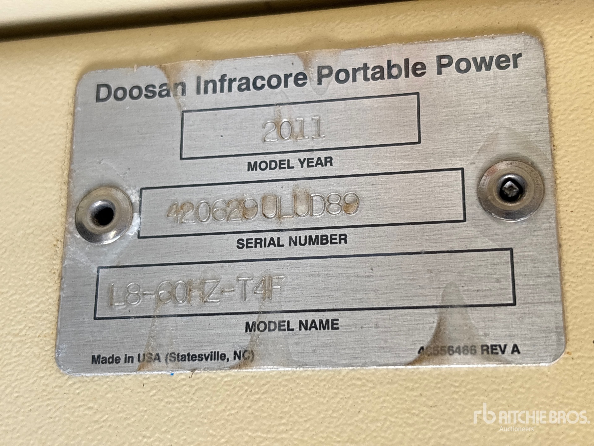 2011 Doosan Portable Power L8-60HZ-T4F
