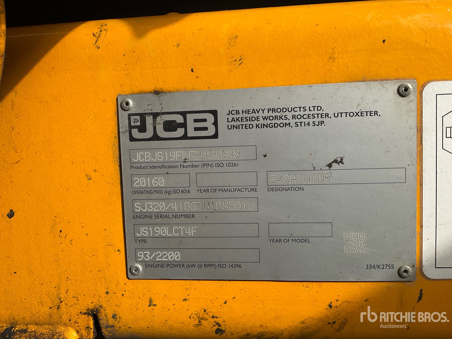 2016 JCB JS190 LC