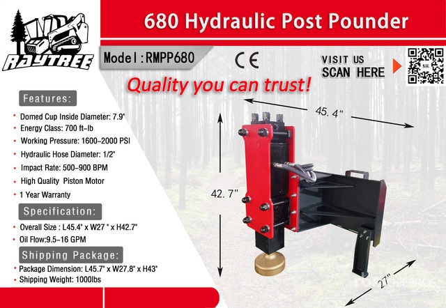 2026 Raytree RMPP680 Skid Steer Post Driver