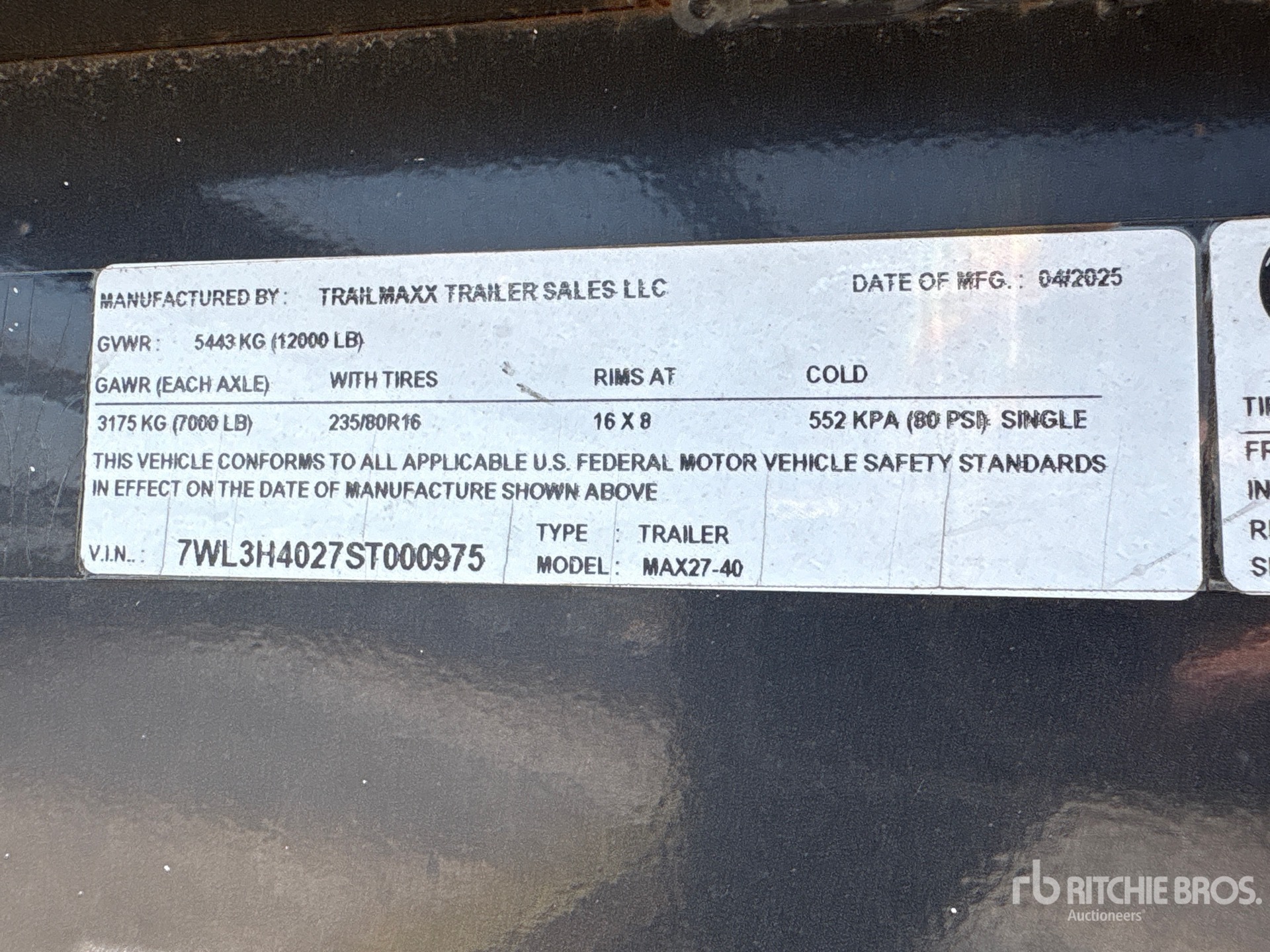 2025 Trailmax MAX27-40