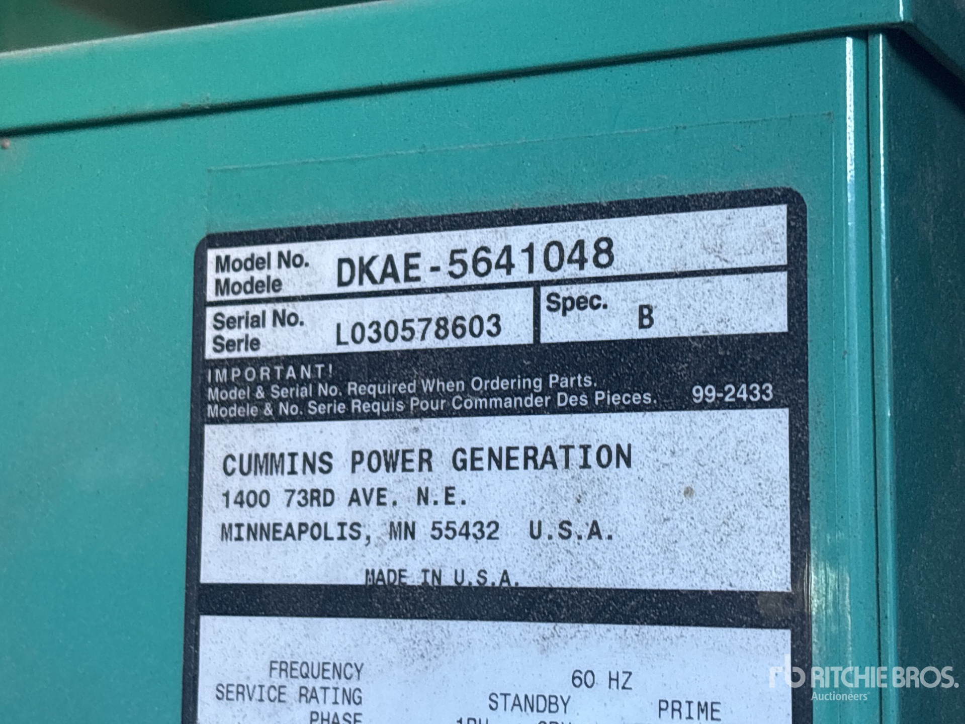 2003 Cummins 20 KW MOBILE (INOPERABLE)