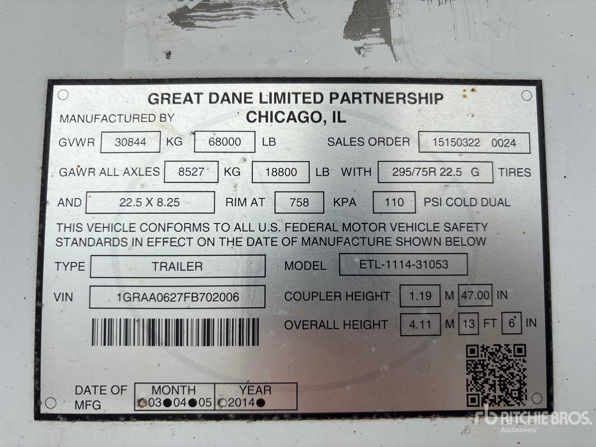 2015 Great Dane ETL-1114-31053
