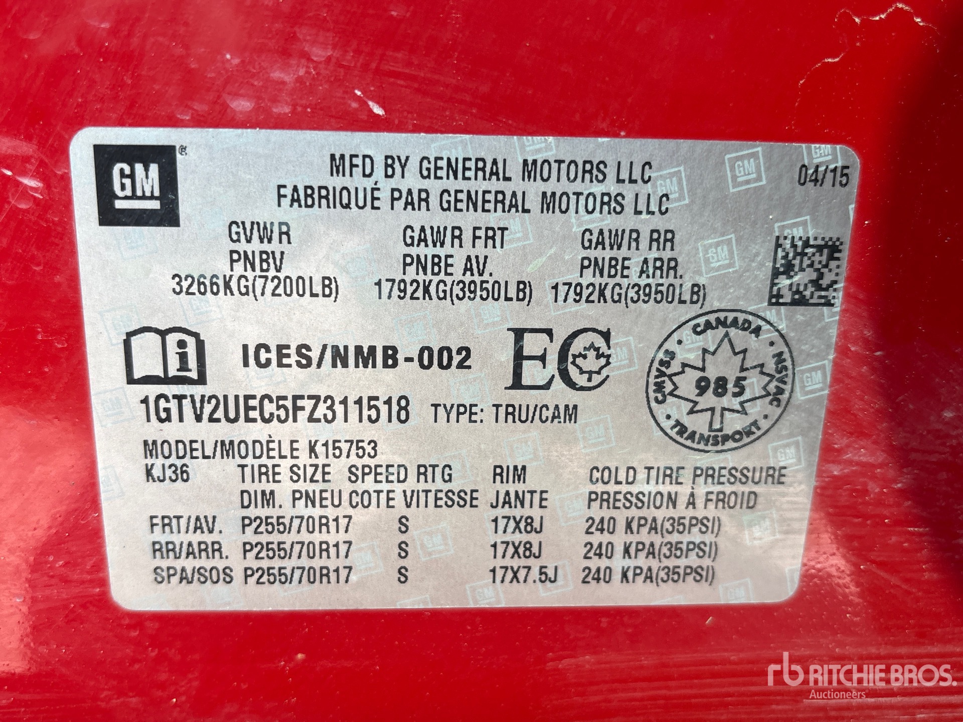 2015 GMC SIERRA 1500
