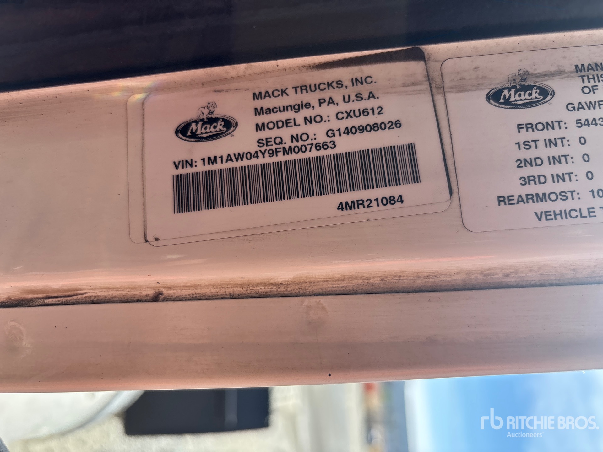 2015 Mack CXU612