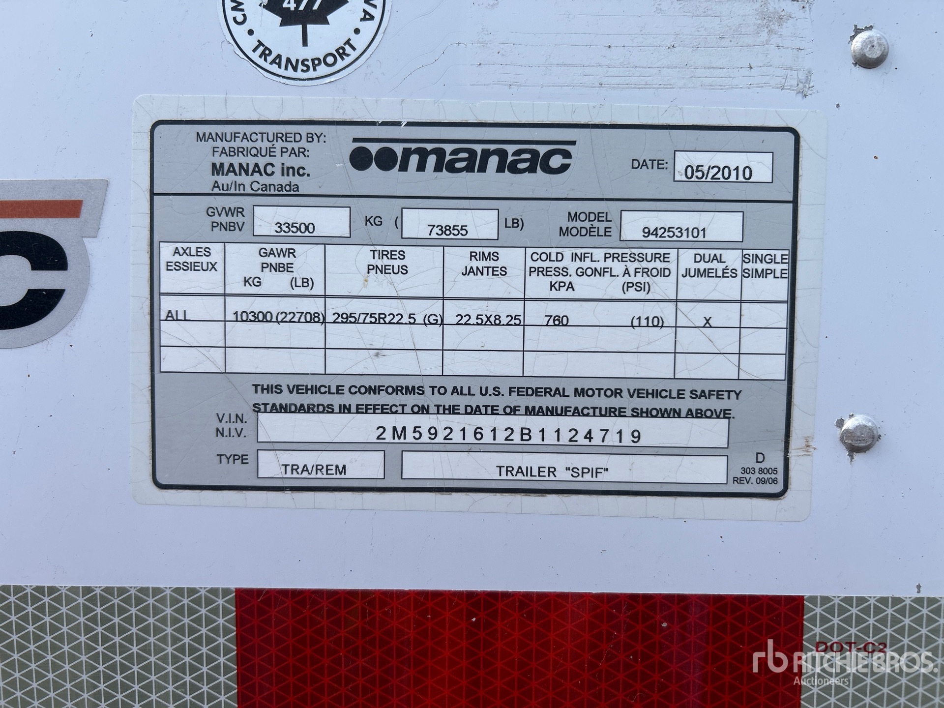 2011 Manac 53 ft T/A Heated