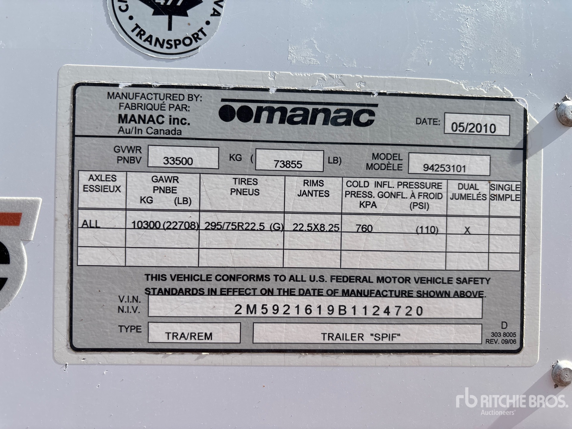 2011 Manac 53 ft T/A Heated