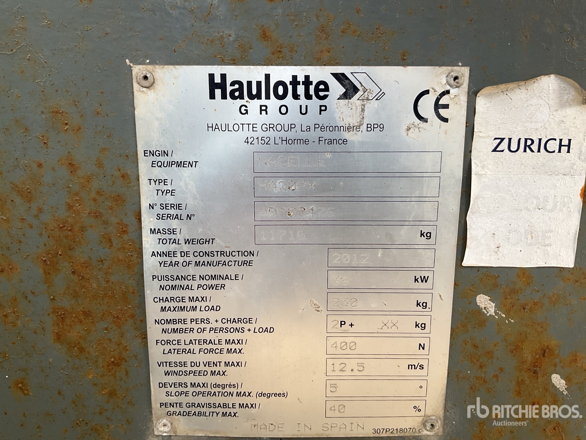 2012 Haulotte HA20 PX
