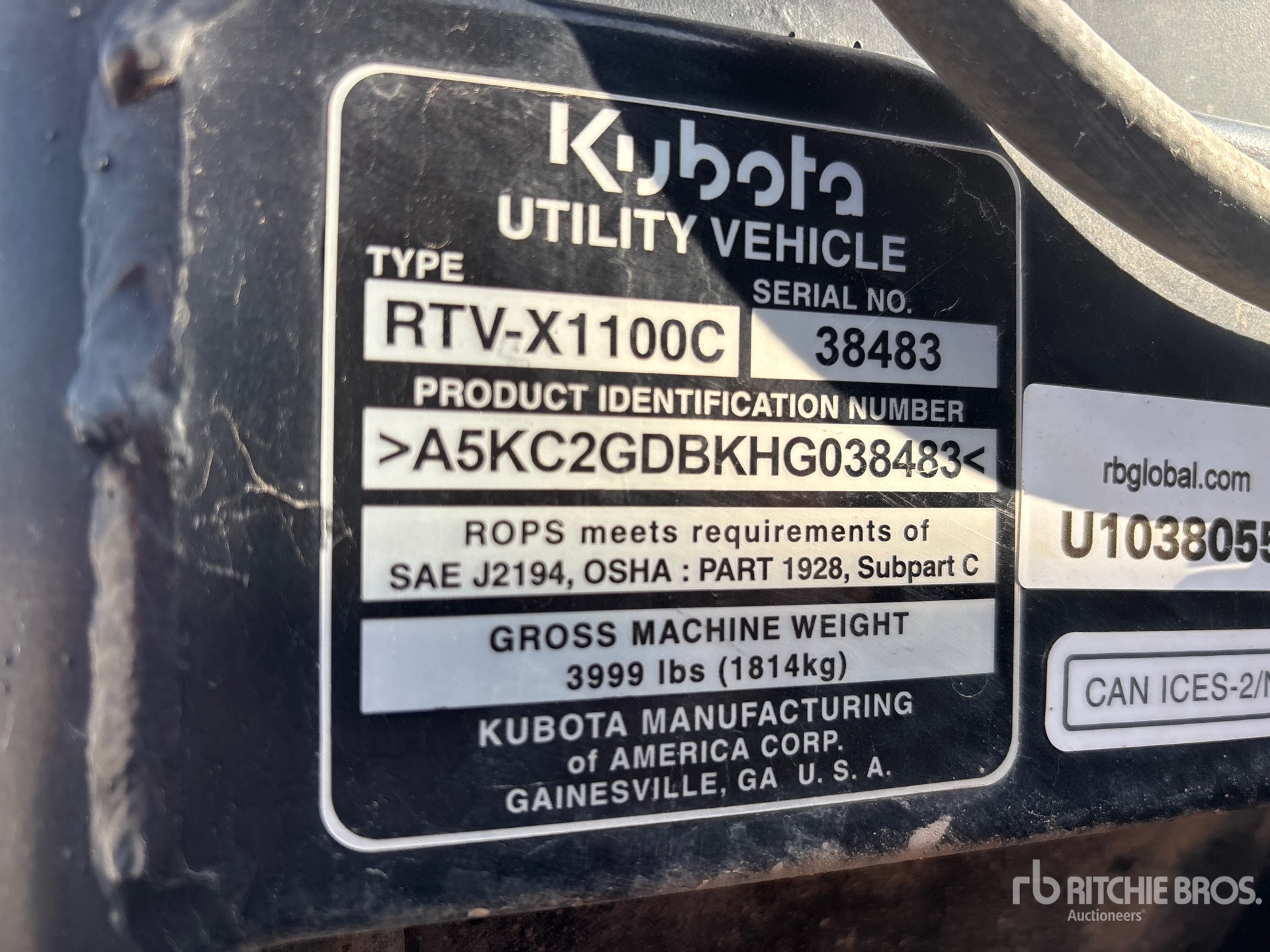 2017 Kubota RTV1100CW-H