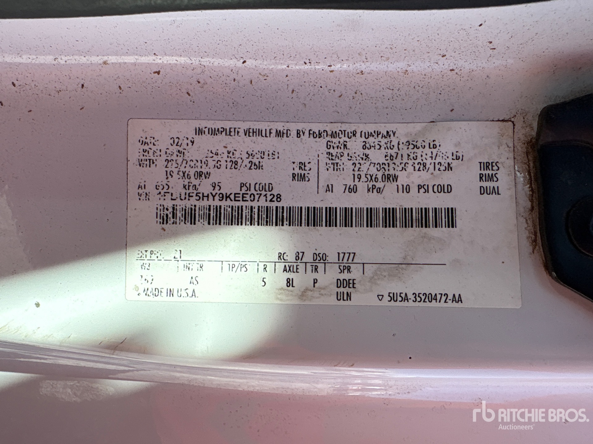 General Appearance with Serial Number / VIN