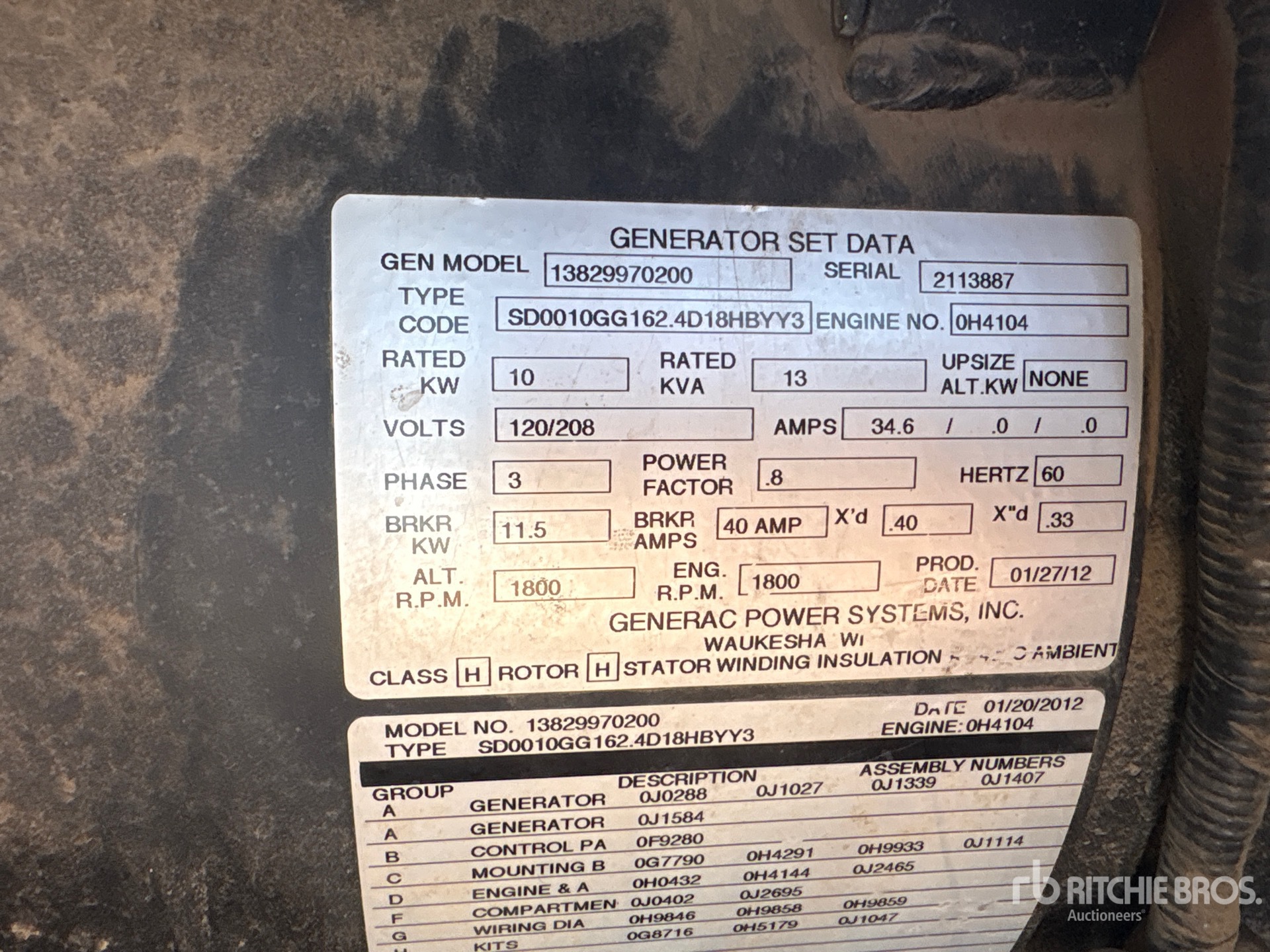 2012 Generac 13829970200