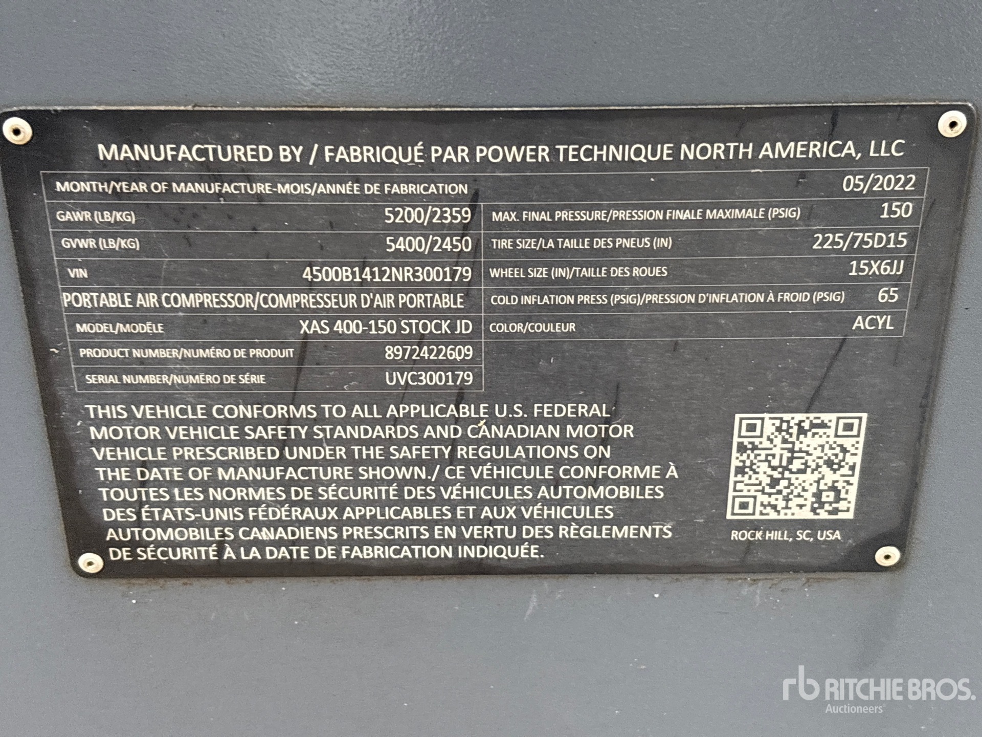2022 Atlas Copco XAS400-150
