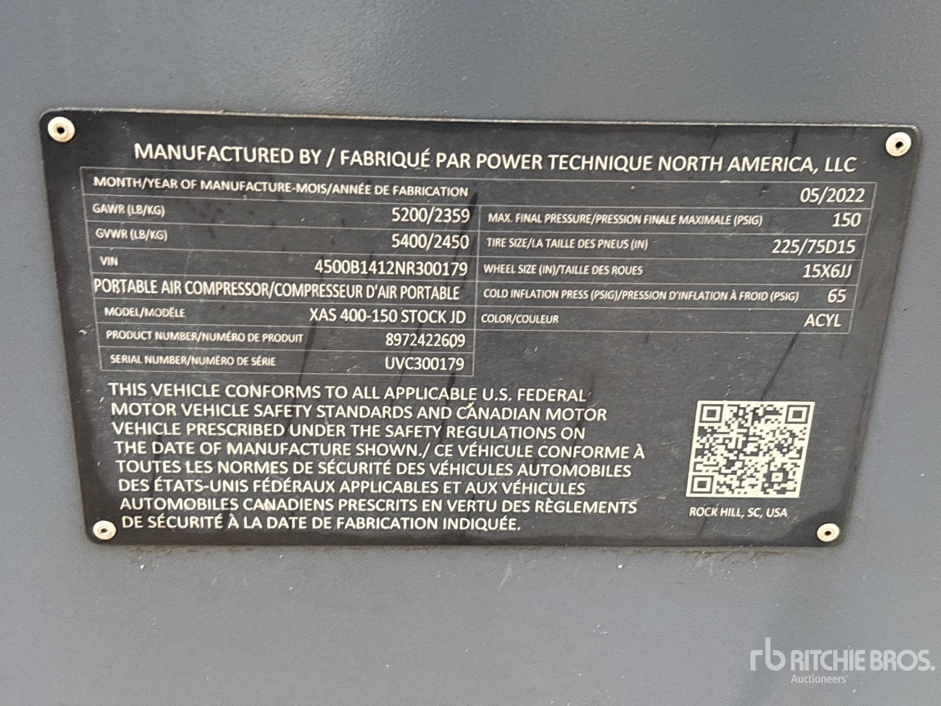 2022 Atlas Copco XAS400-150