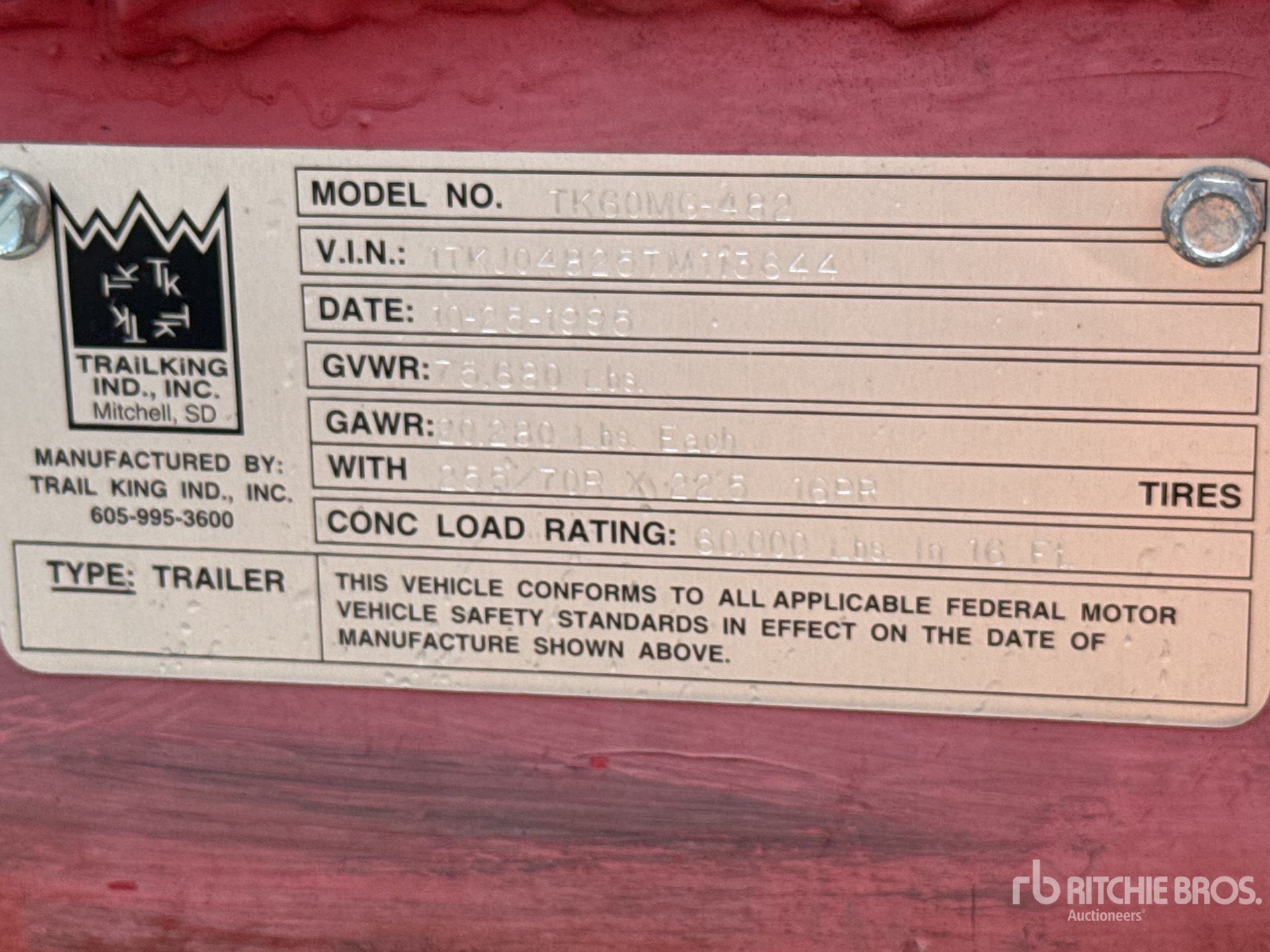 1996 Trail King TK60MG-482