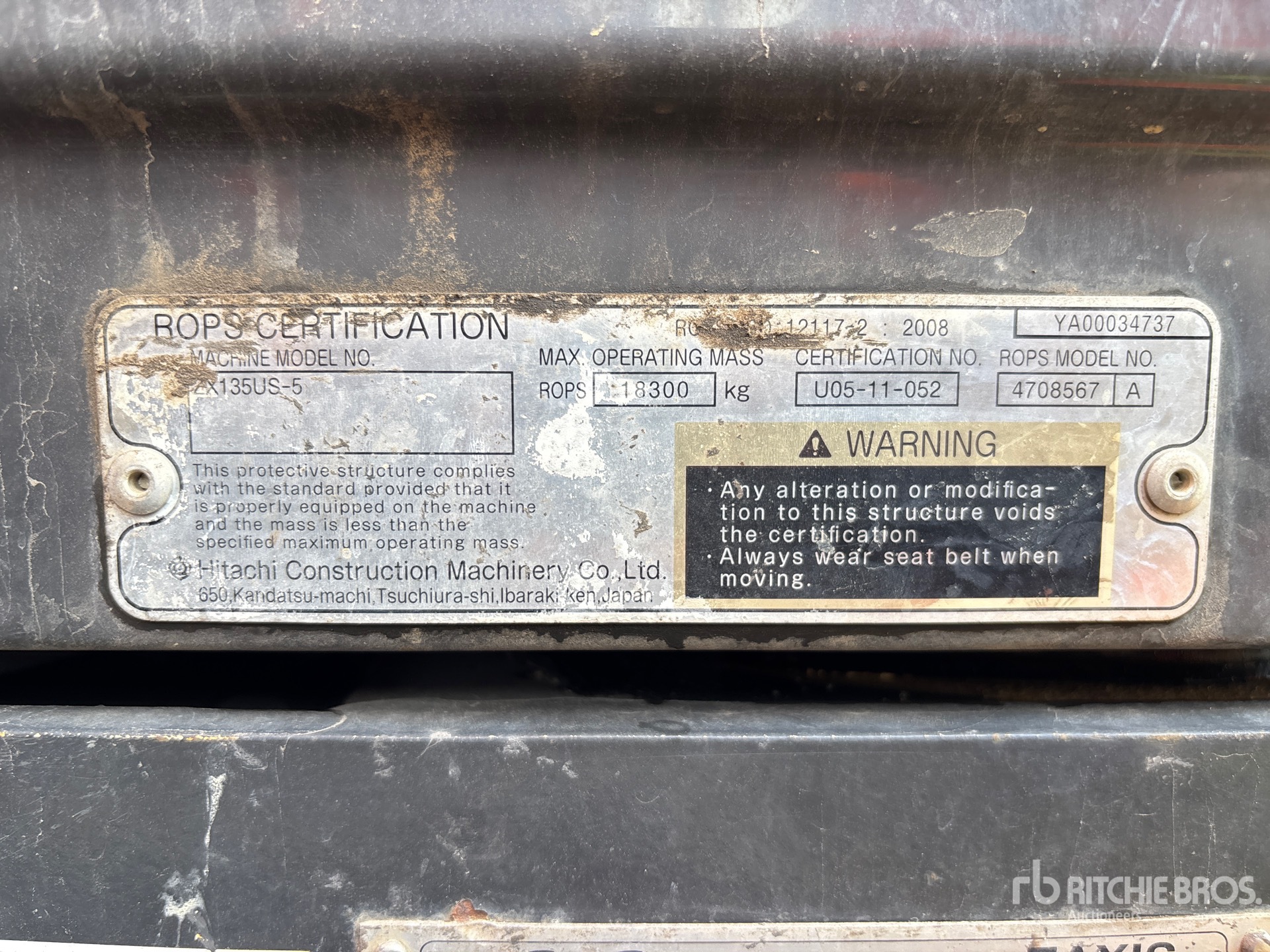 2016 Hitachi ZX135US-5B