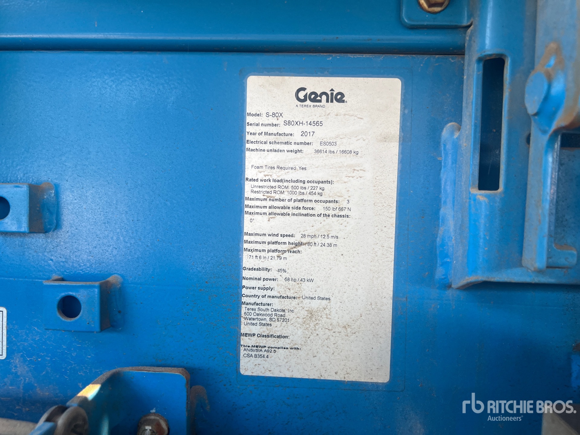2017 Genie S-80X