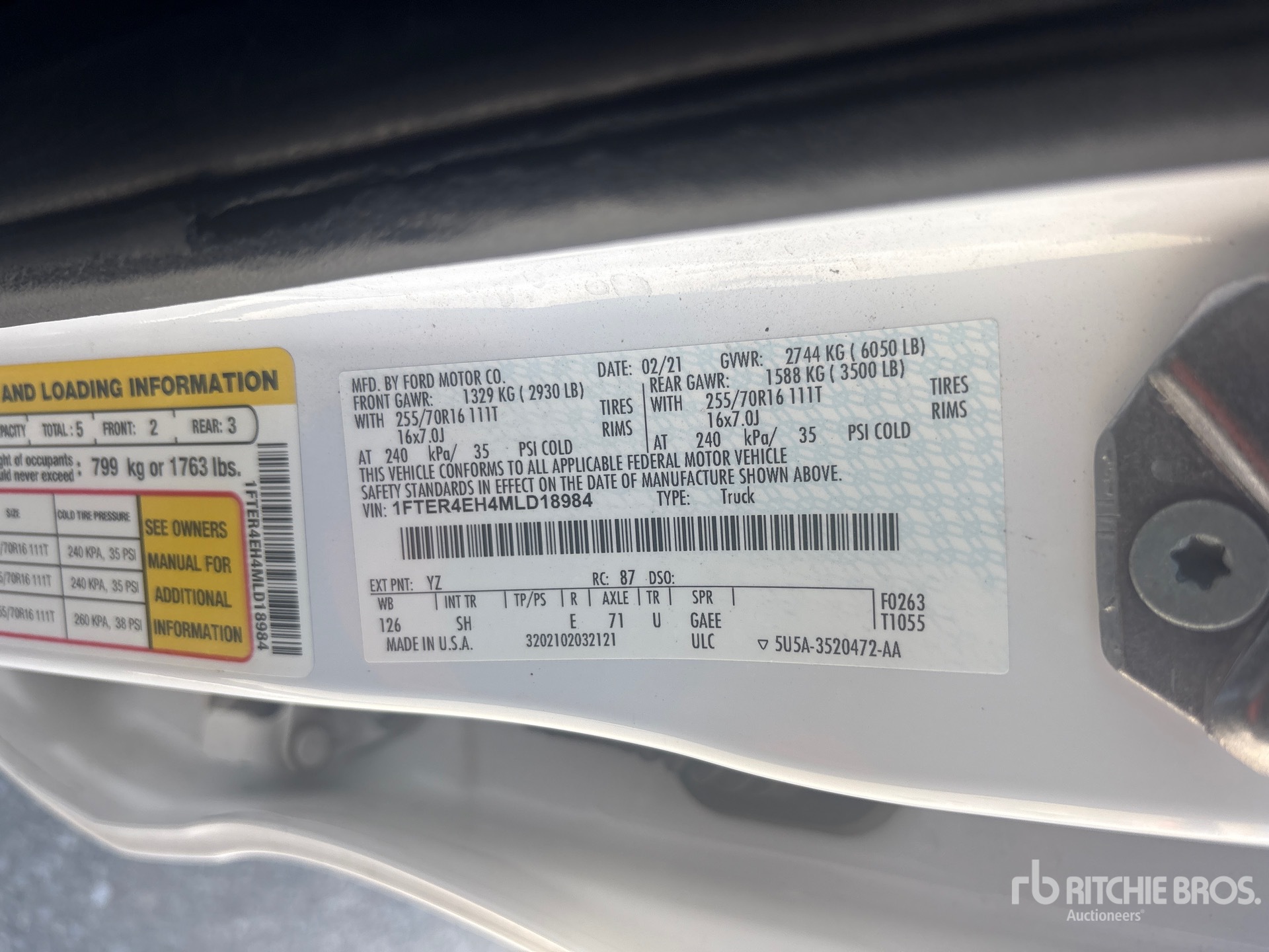 General Appearance with Serial Number / VIN