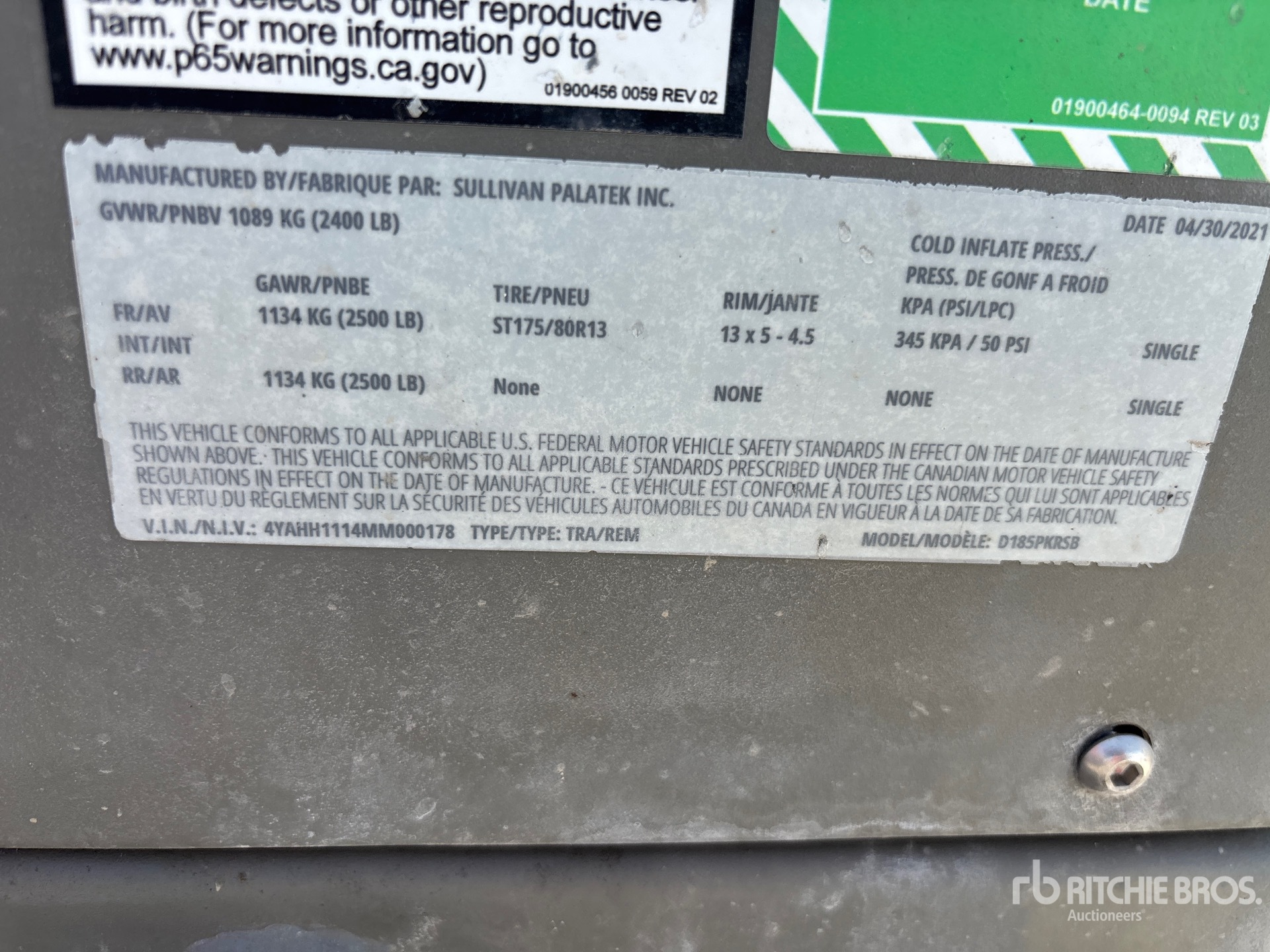 2021 Sullivan D185PKRSB1