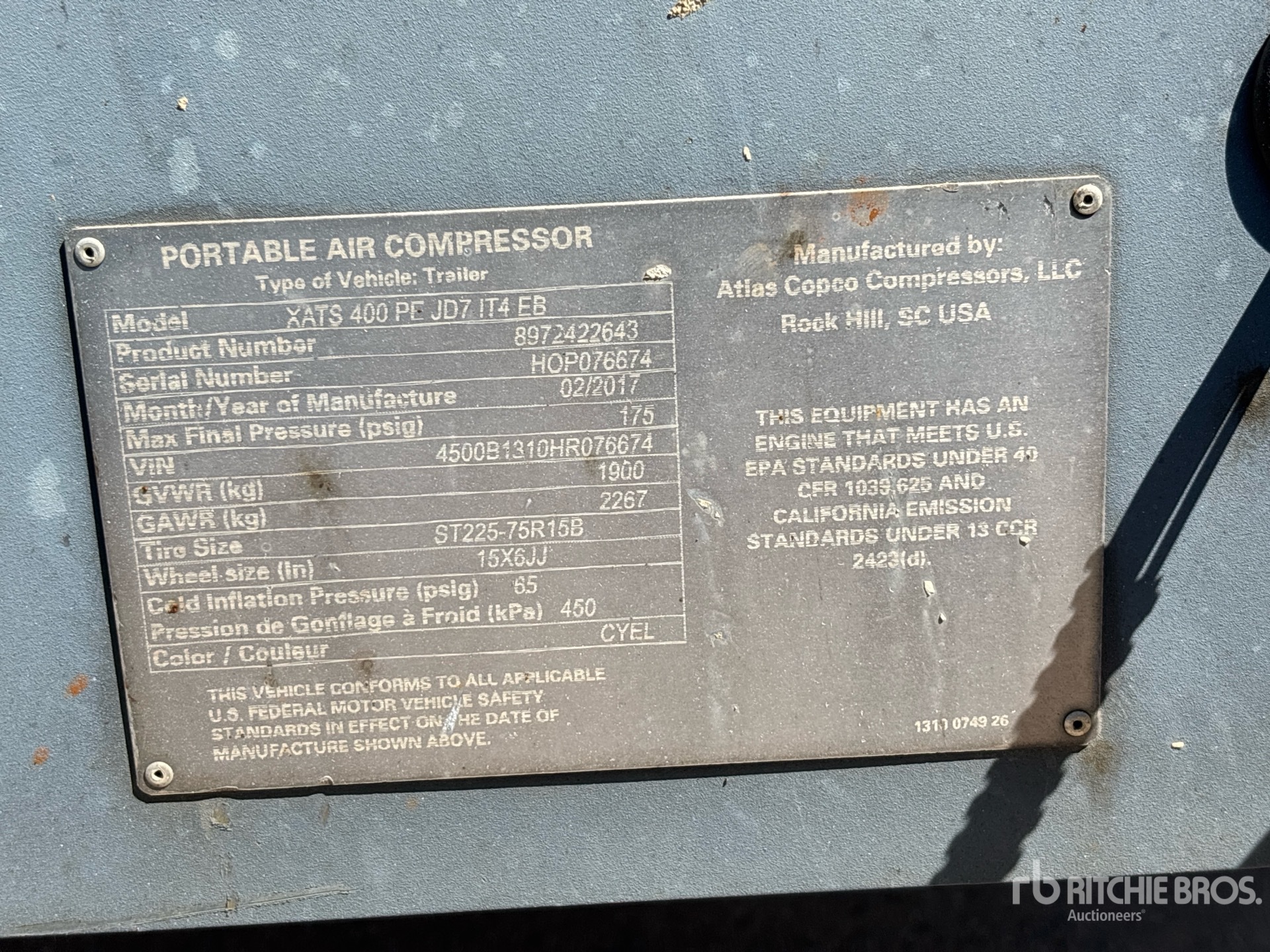 2017 Atlas Copco XATS400PEJD7IT4
