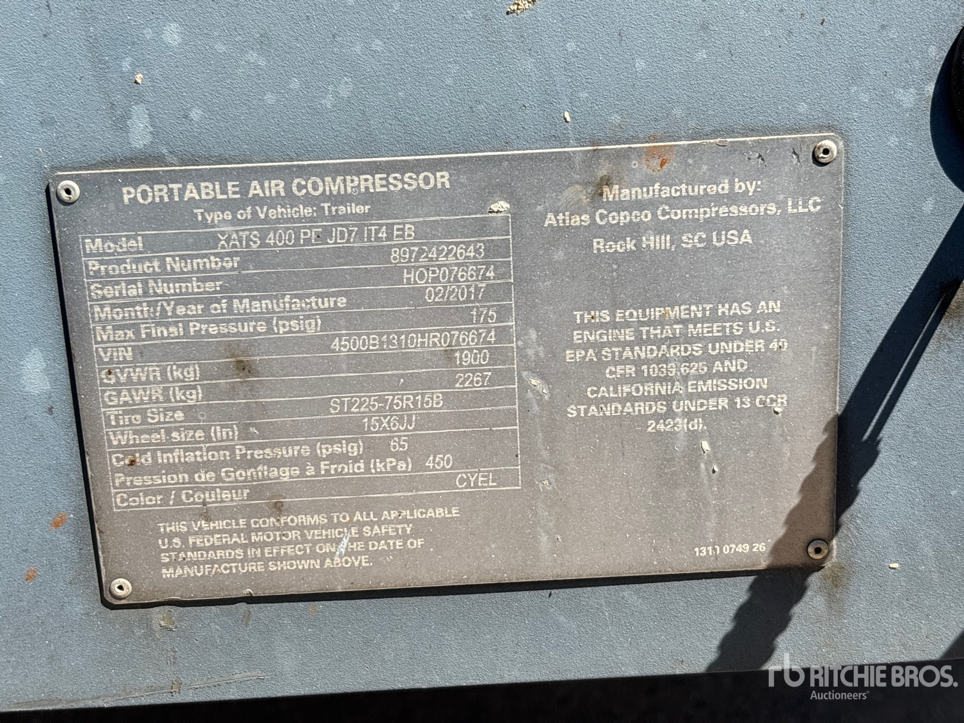2017 Atlas Copco XATS400PEJD7IT4