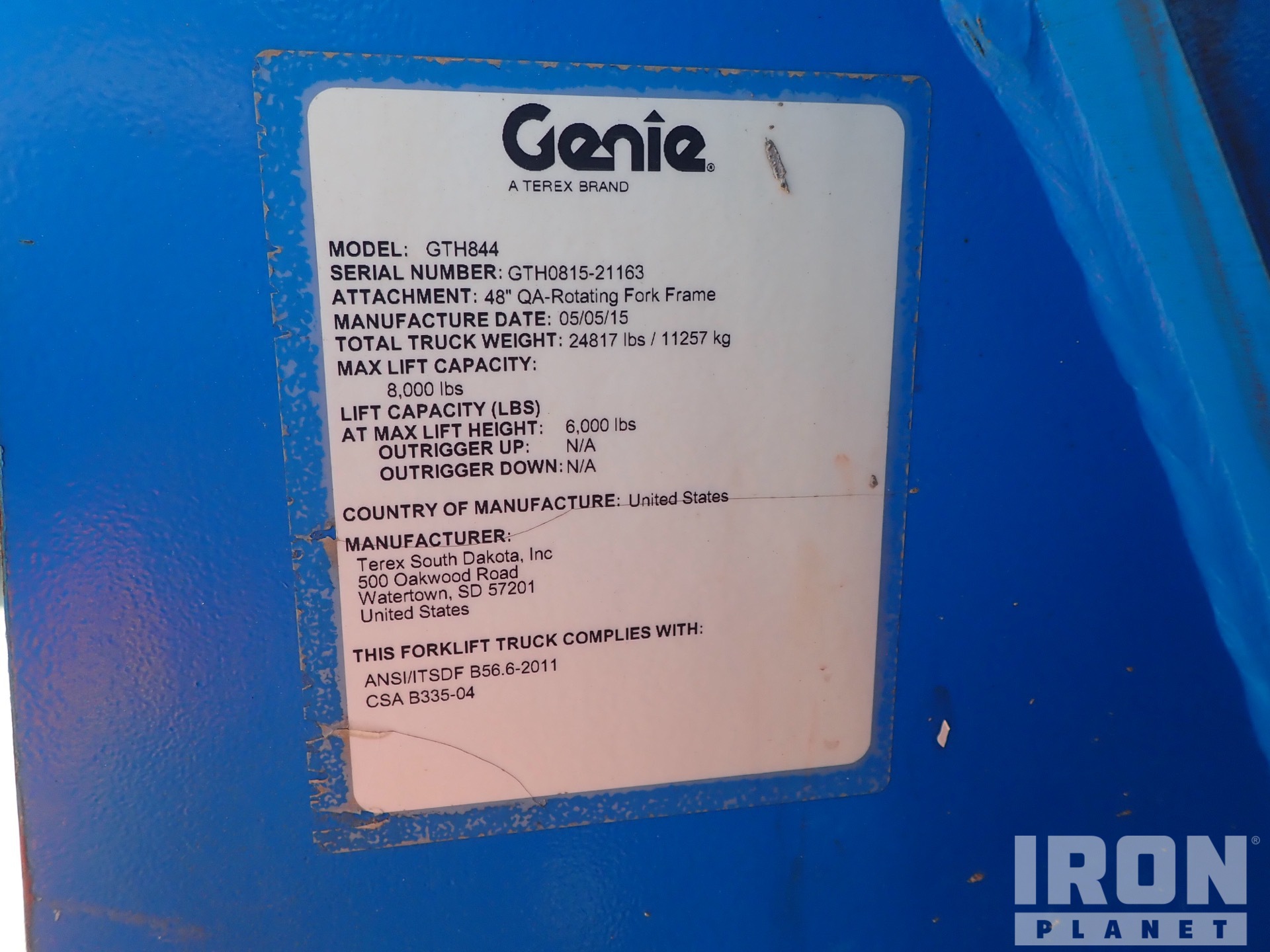 2015 Genie GTH-844