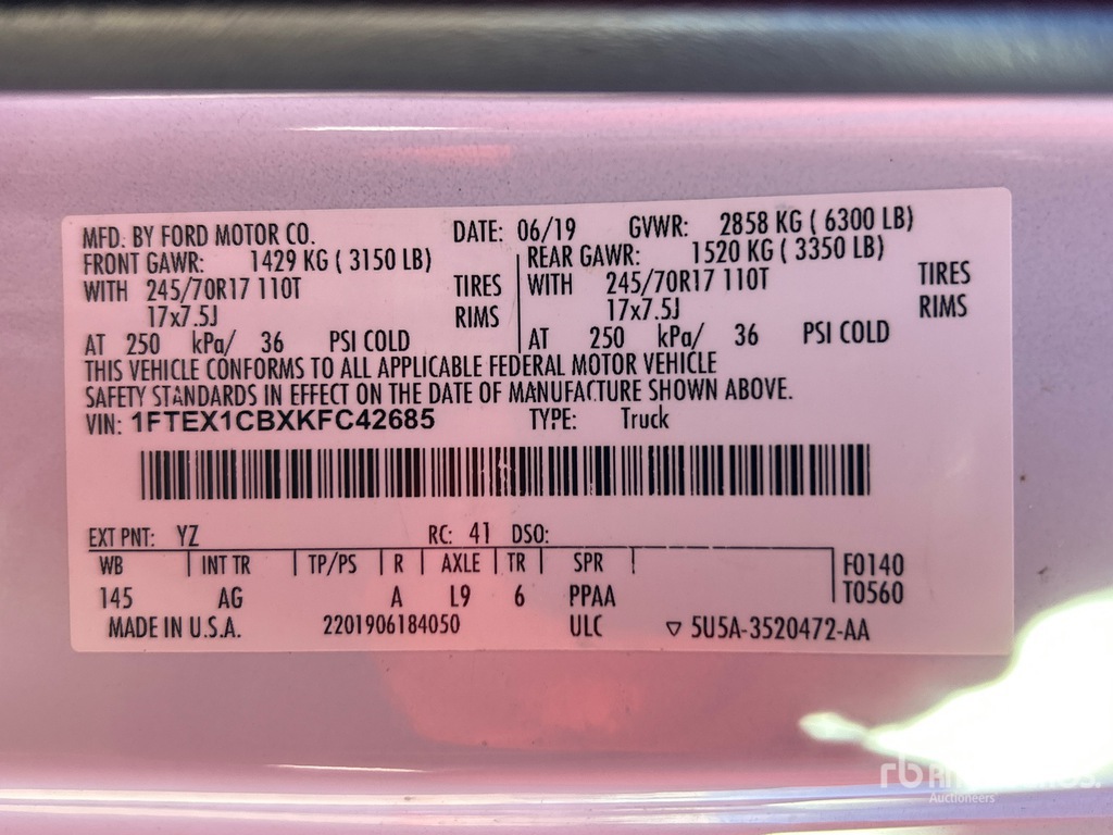 General Appearance with Serial Number / VIN