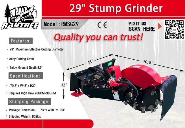 2026 Raytree RMSG29 Skid Steer Stump Grinder
