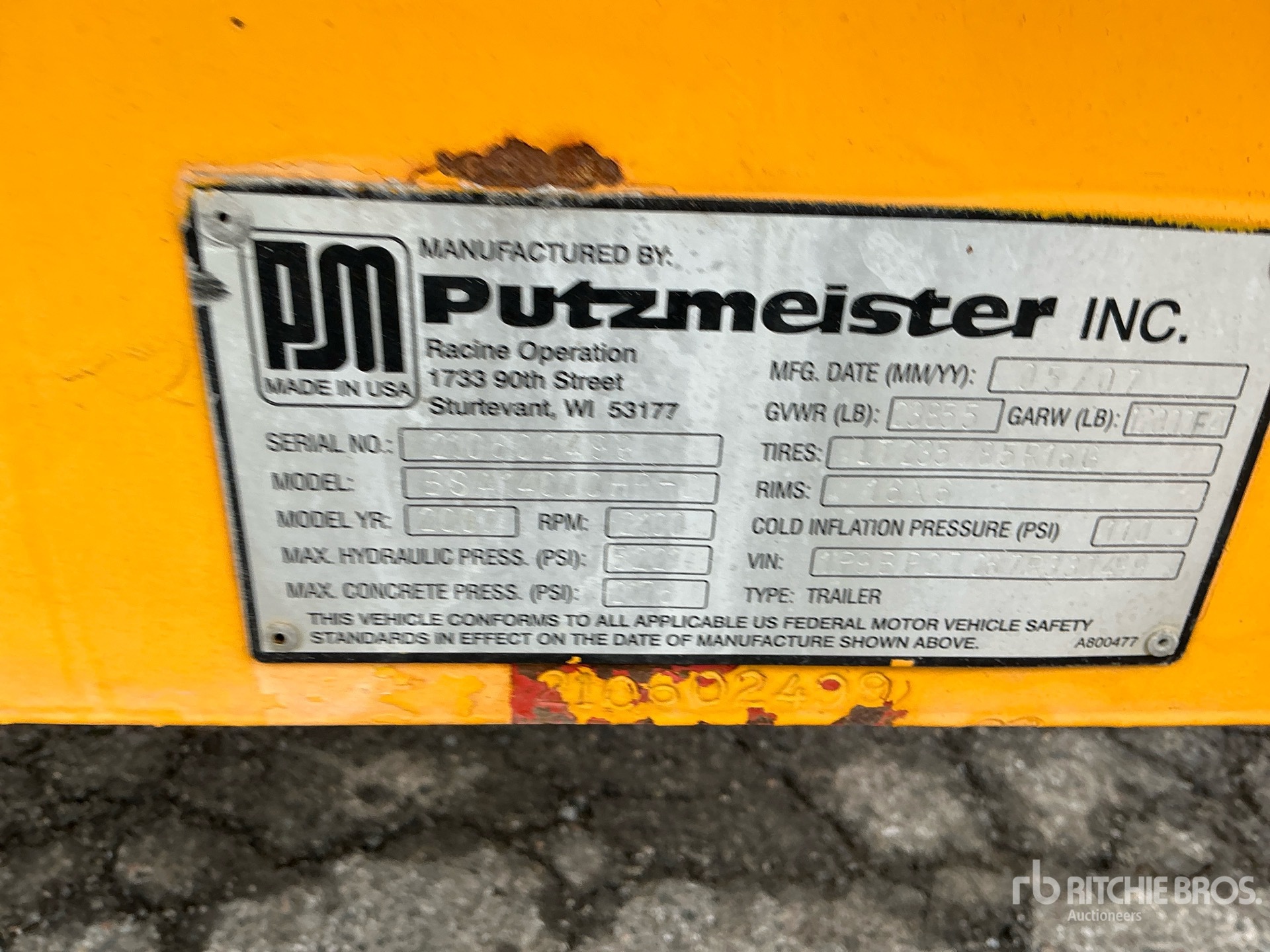 2007 Putzmeister BSA14000HP-D