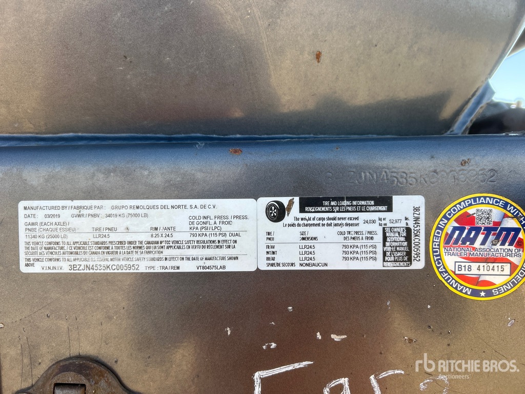 General Appearance with Serial Number / VIN