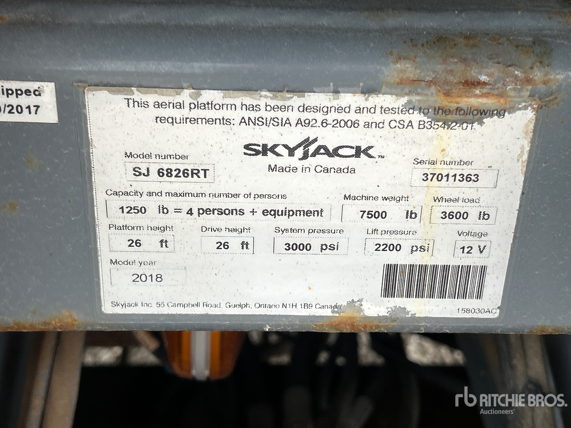 2018 Skyjack SJ6826 RT