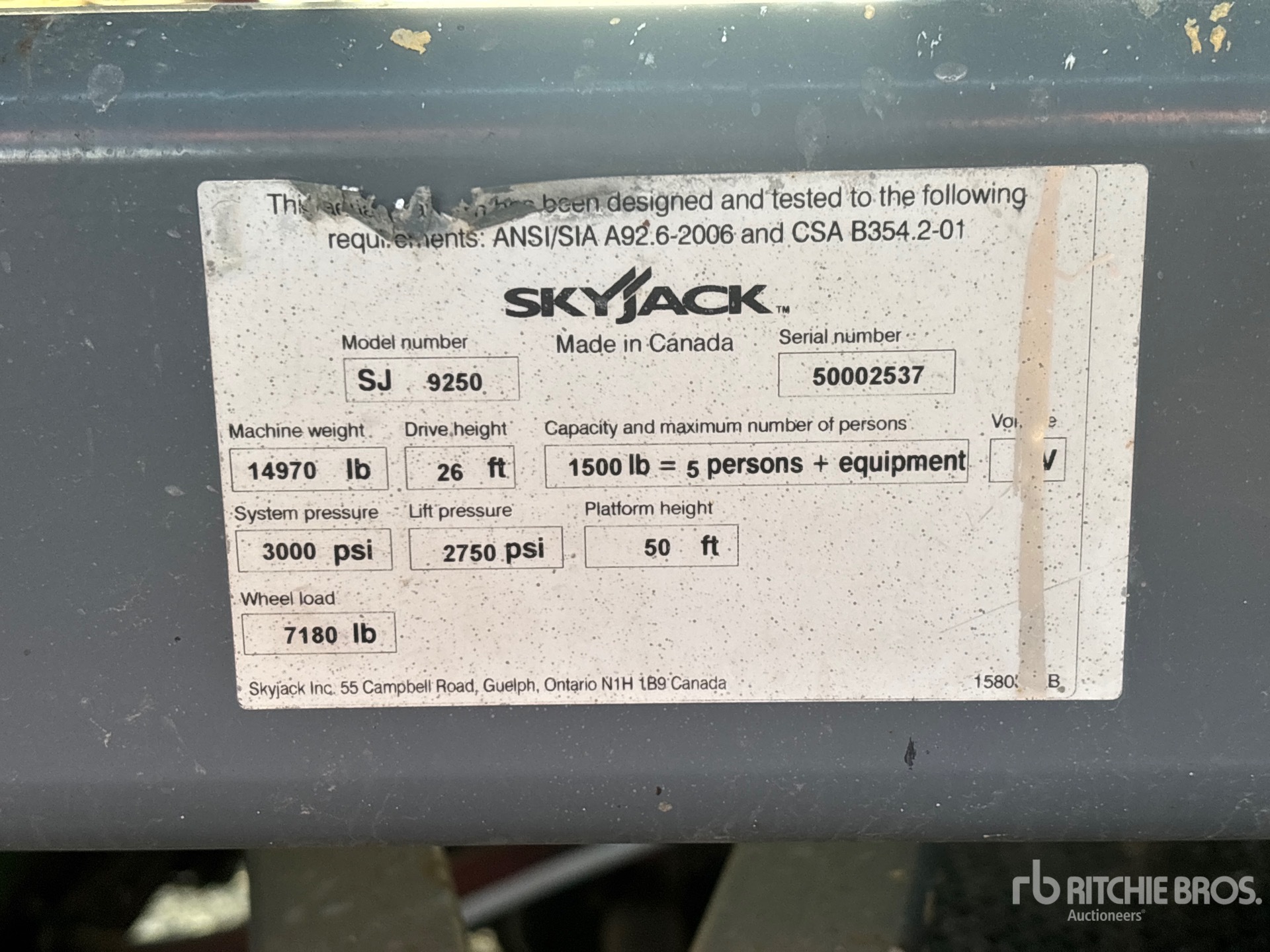 2018 Skyjack SJ9250RT