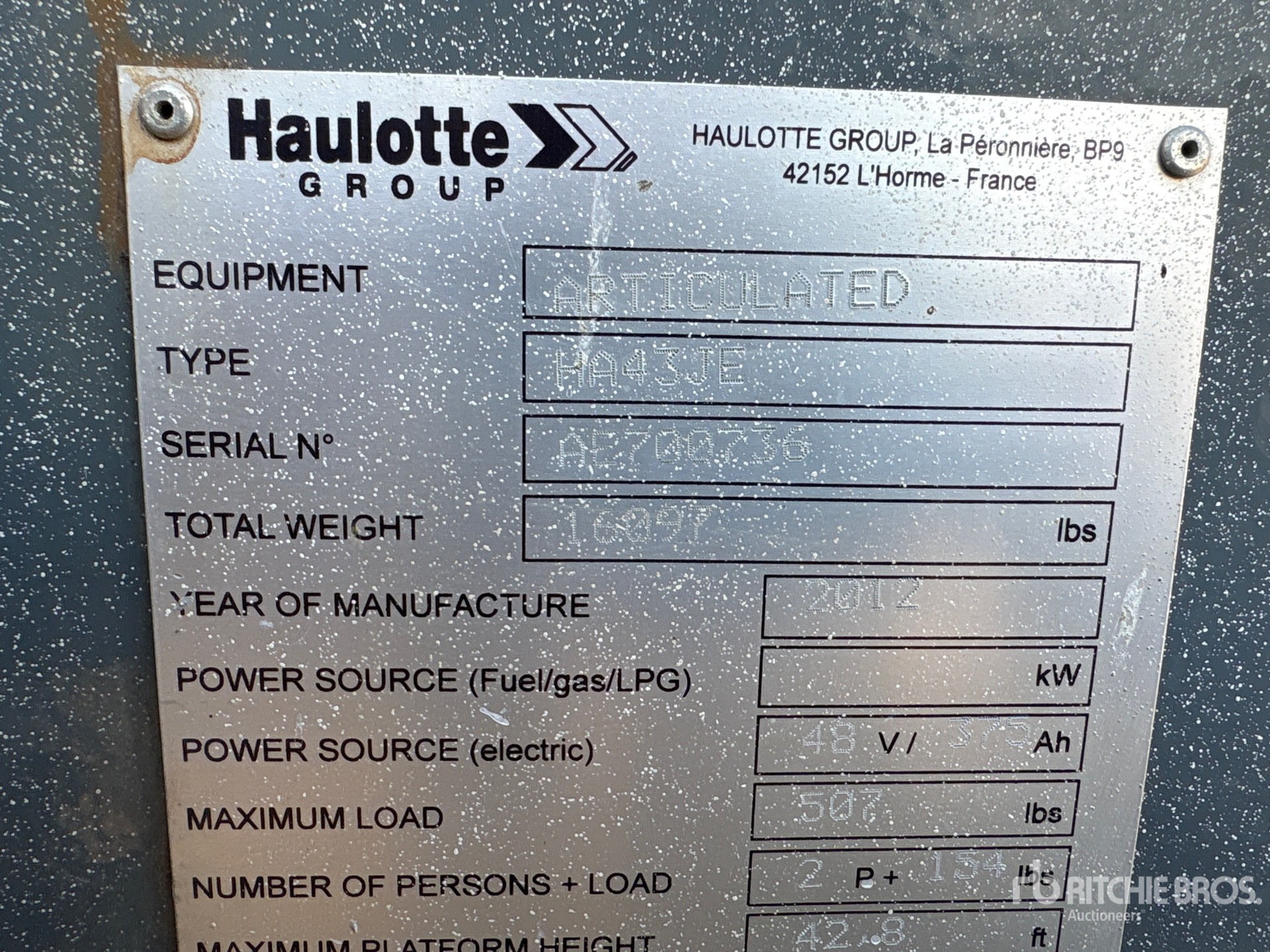 2012 Haulotte HA43JE