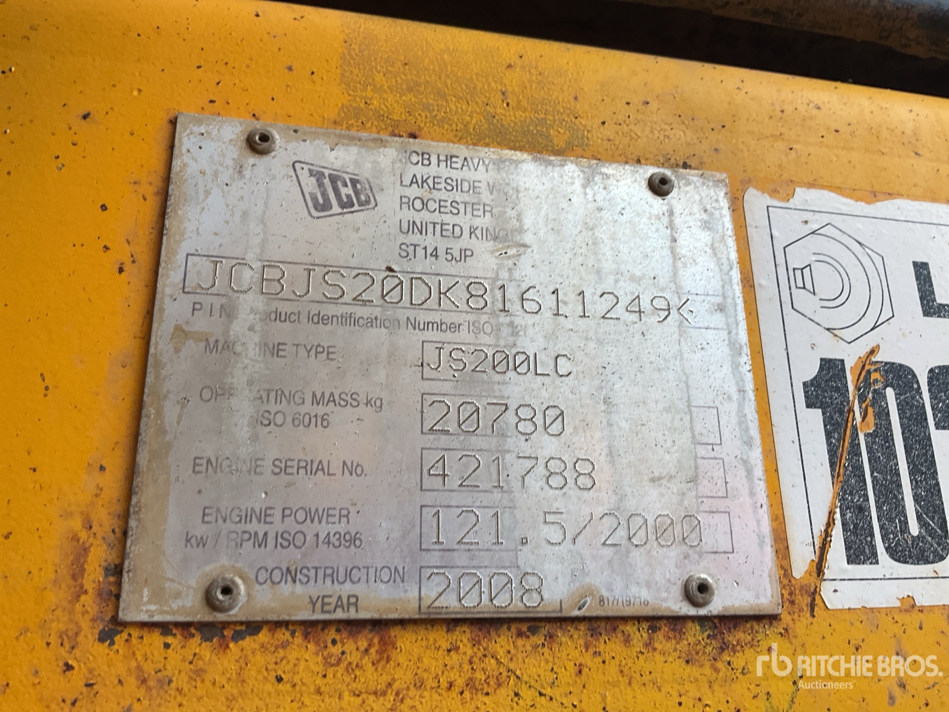 2008 JCB JS200LC