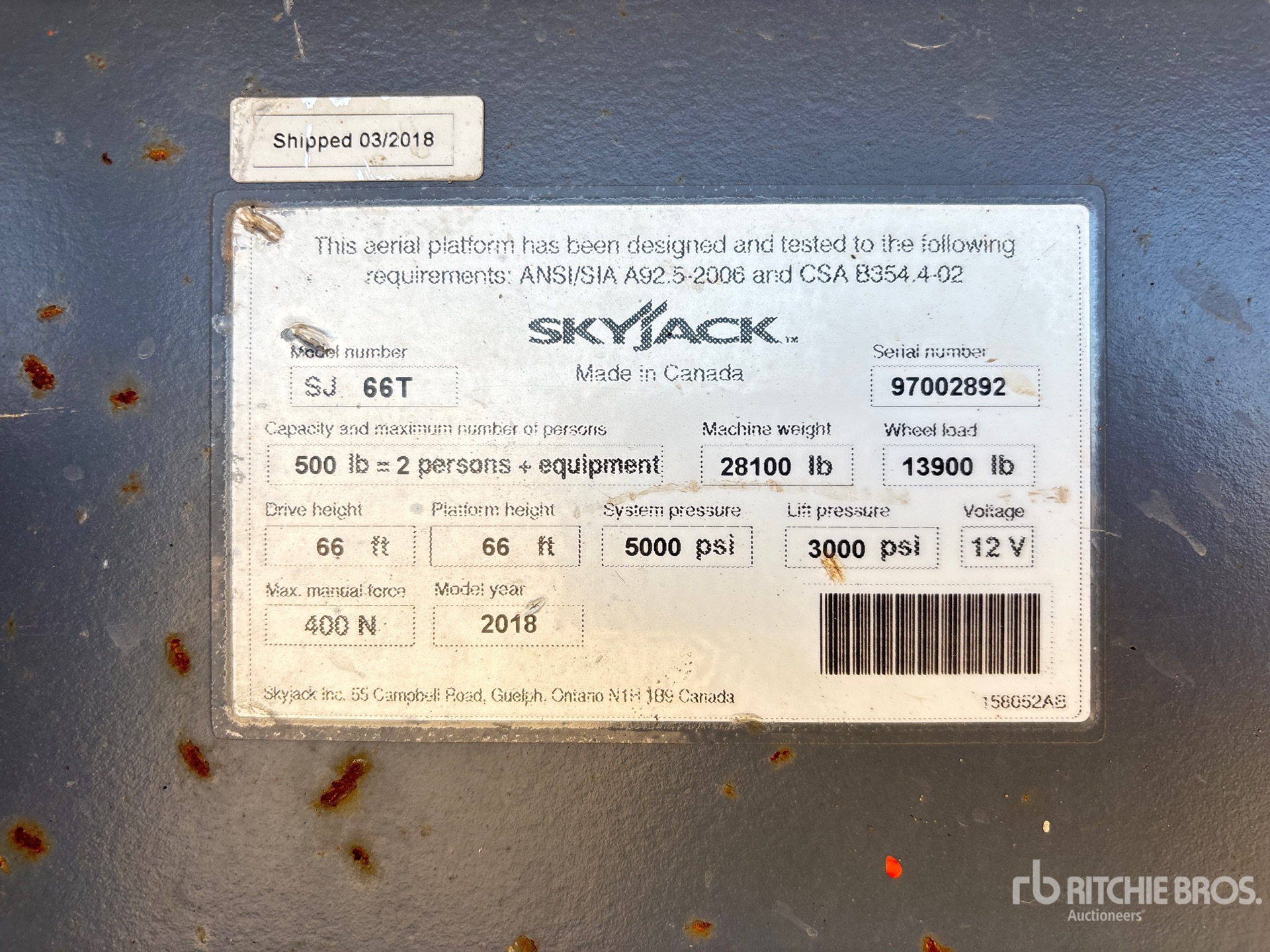 2018 Skyjack SJ66T
