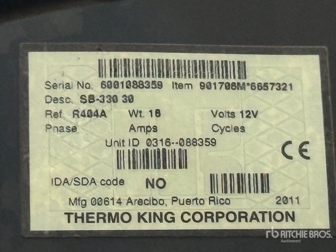 General Appearance with Refrigeration Unit Serial Number