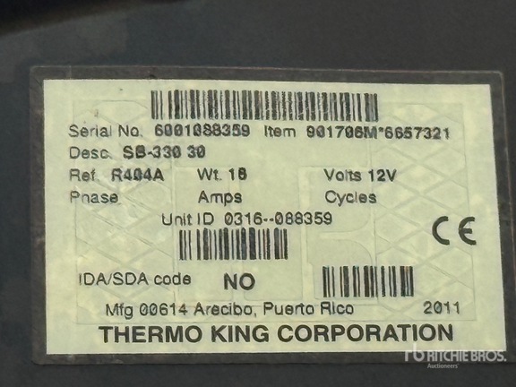 General Appearance with Refrigeration Unit Serial Number