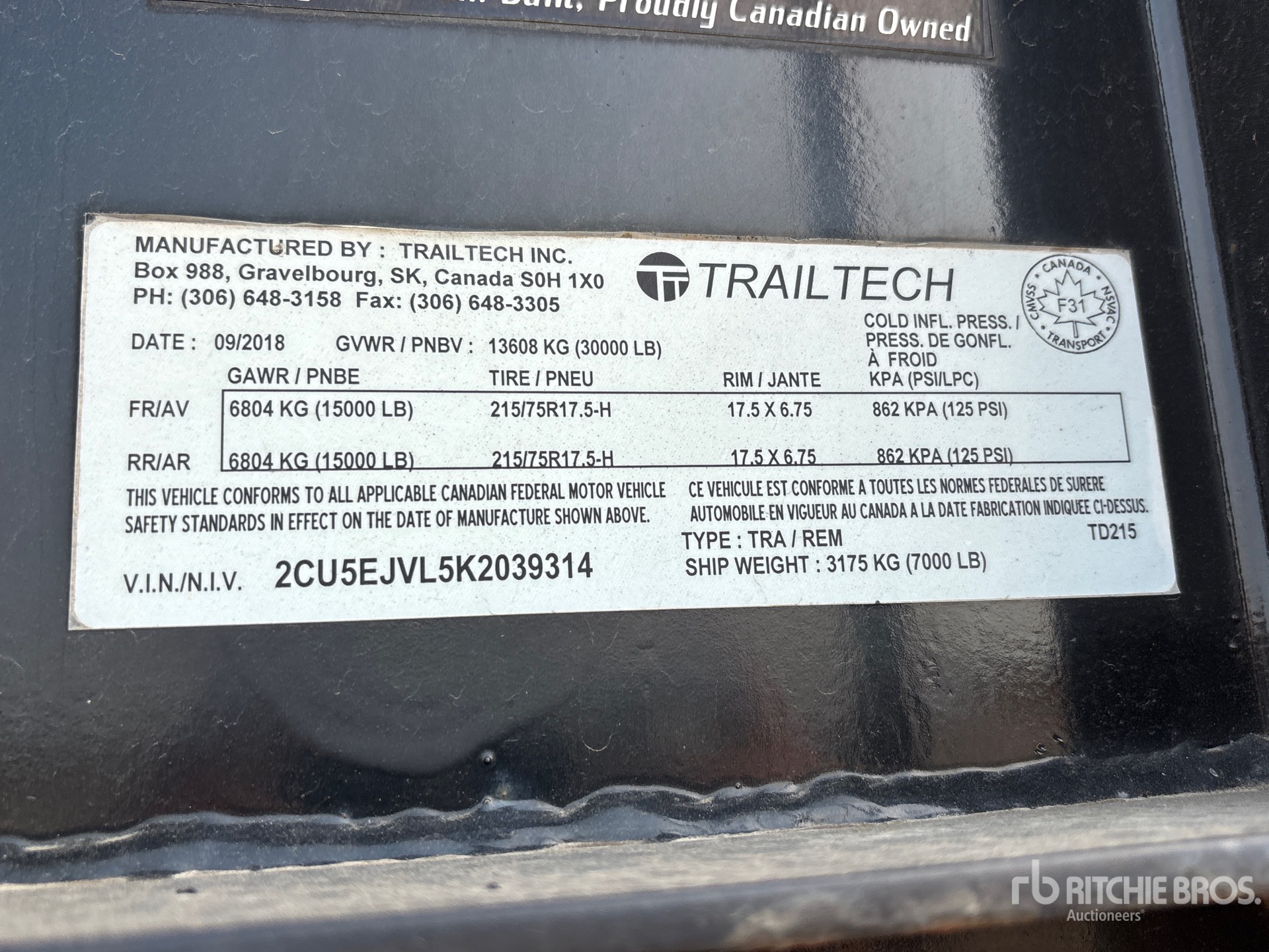2019 Trailtech 34 FT T/A GOOSENECK