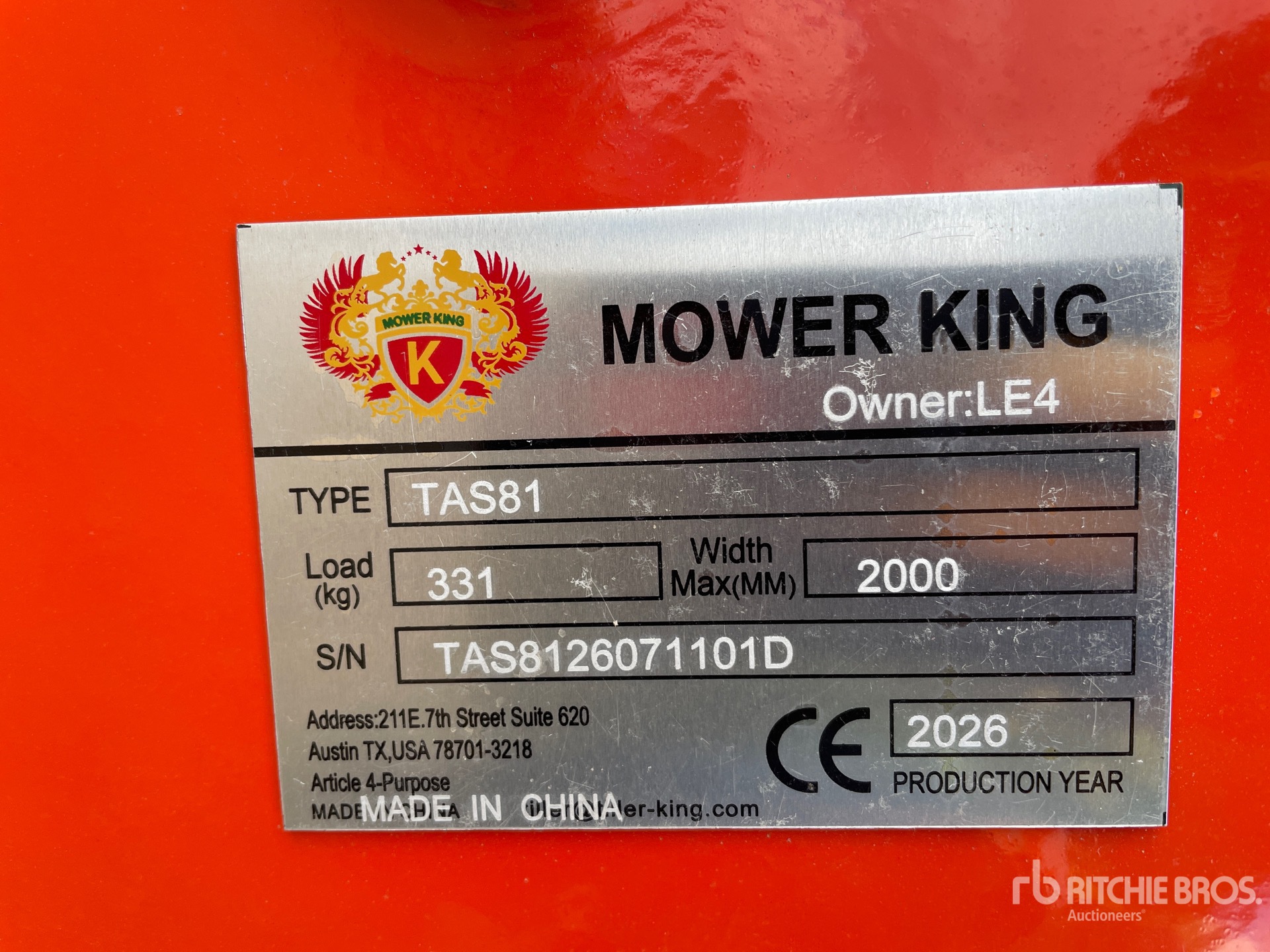 2026 Mower King TAS-81