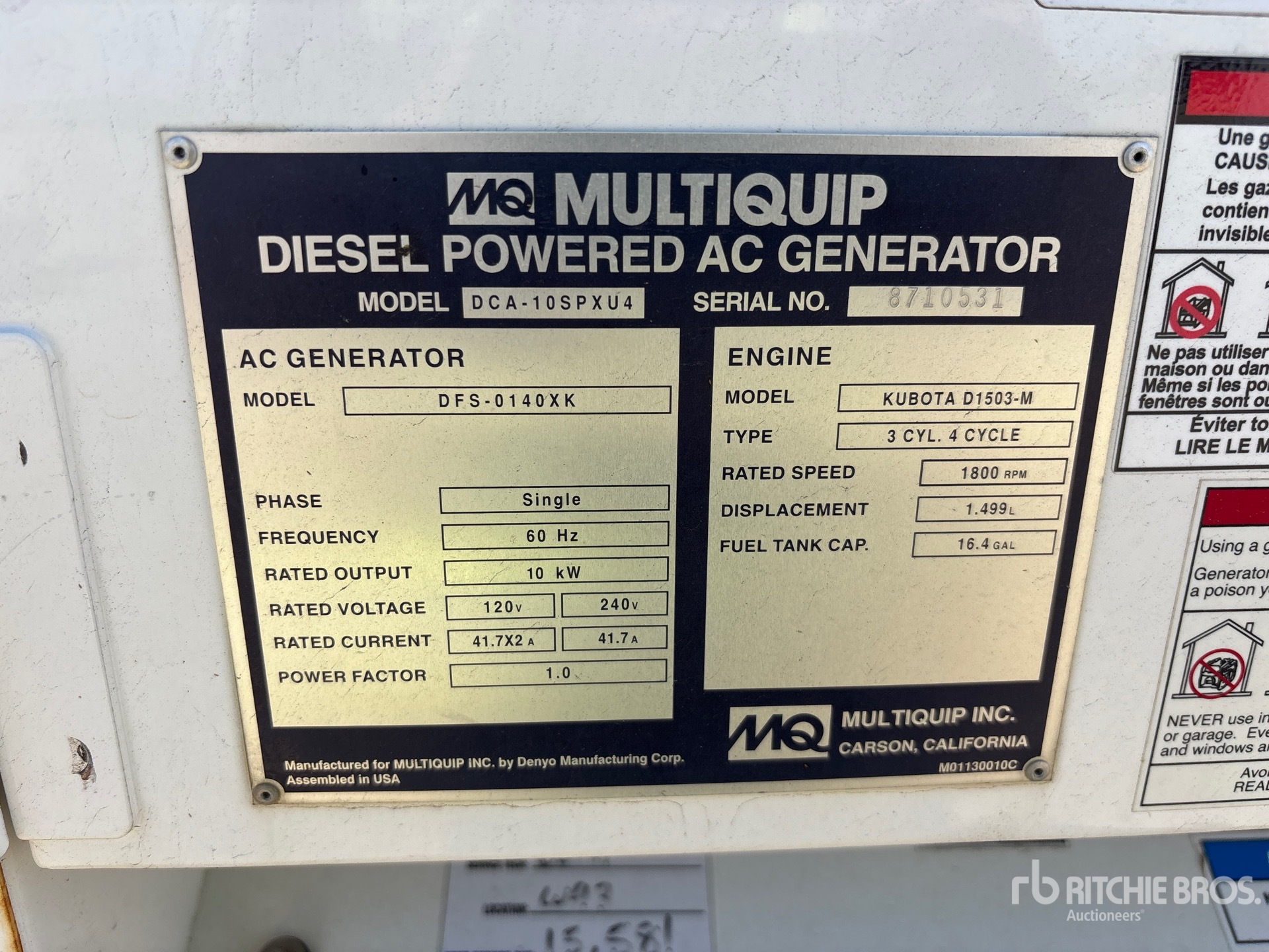 2018 Multiquip DCA-10SPXU4