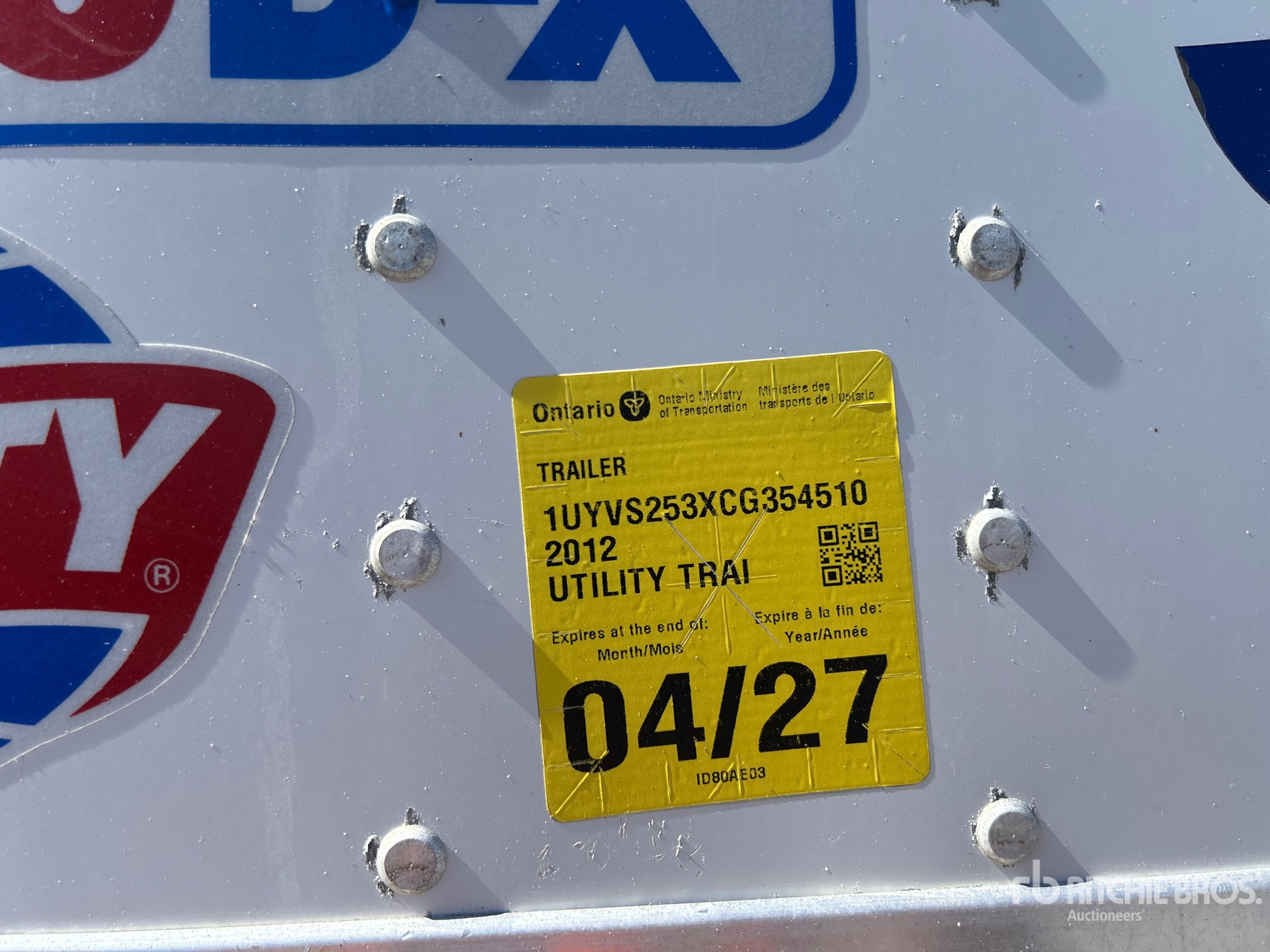 2012 Utility 53 ft x 102 in T/A