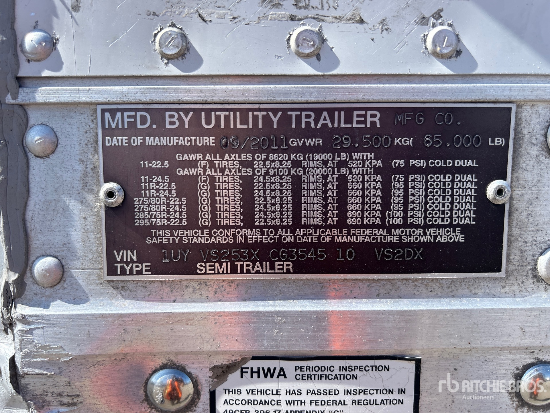 2012 Utility 53 ft x 102 in T/A